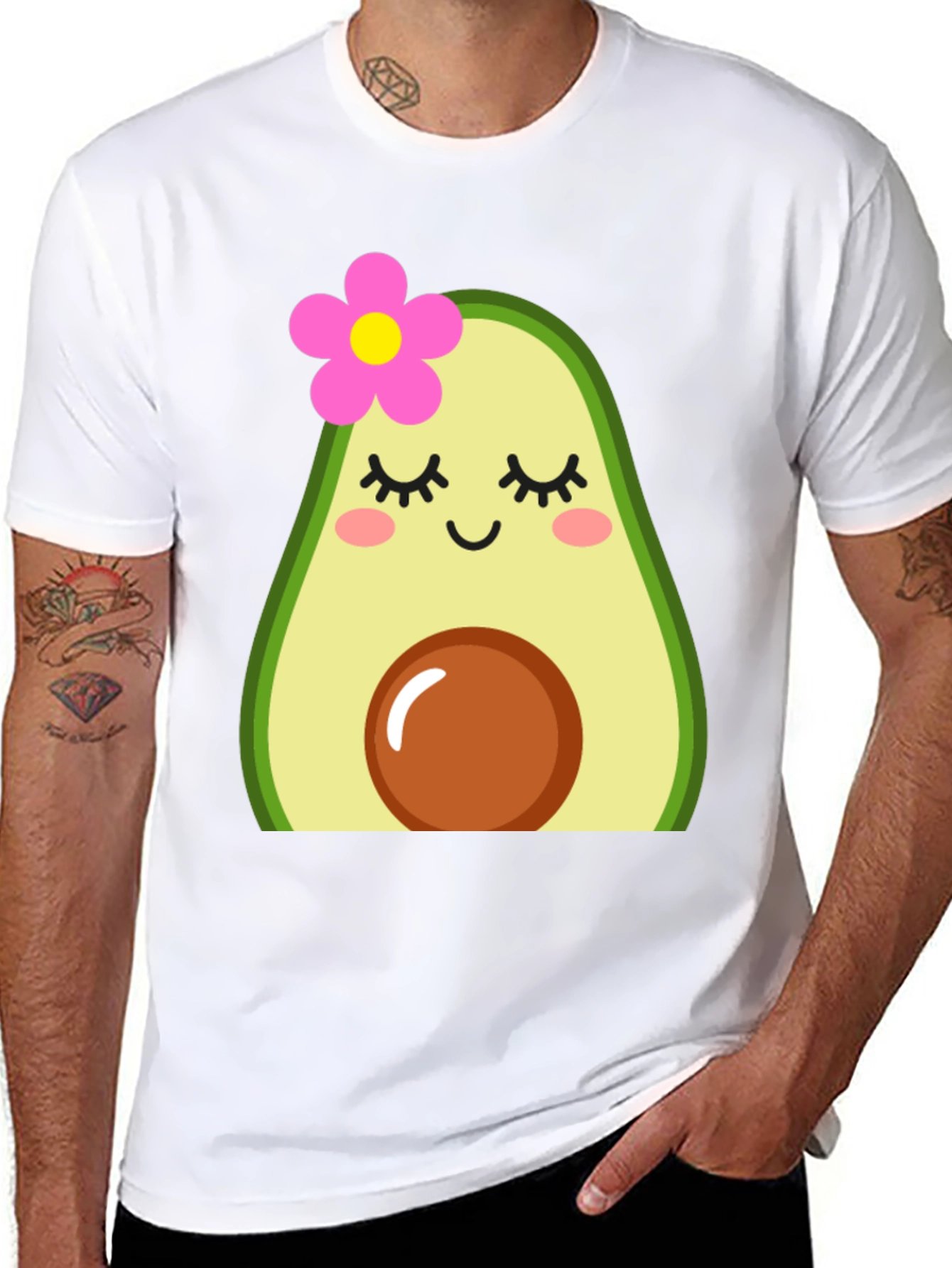 Black Cute Avocado Graphic Tee - Unisex Black T-Shirt view 8