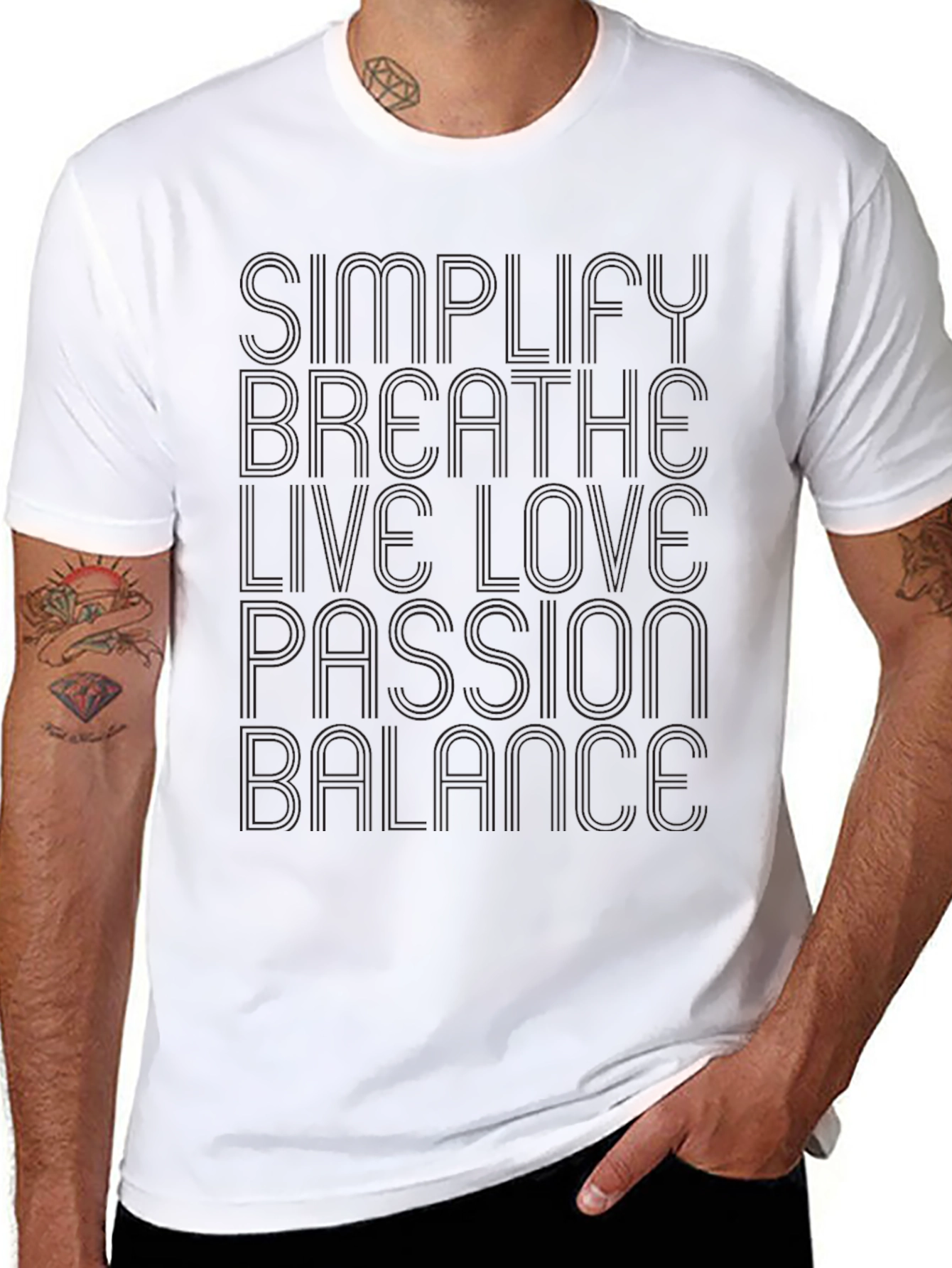 Black Simplify, Breathe, Love Black T-Shirt view 8