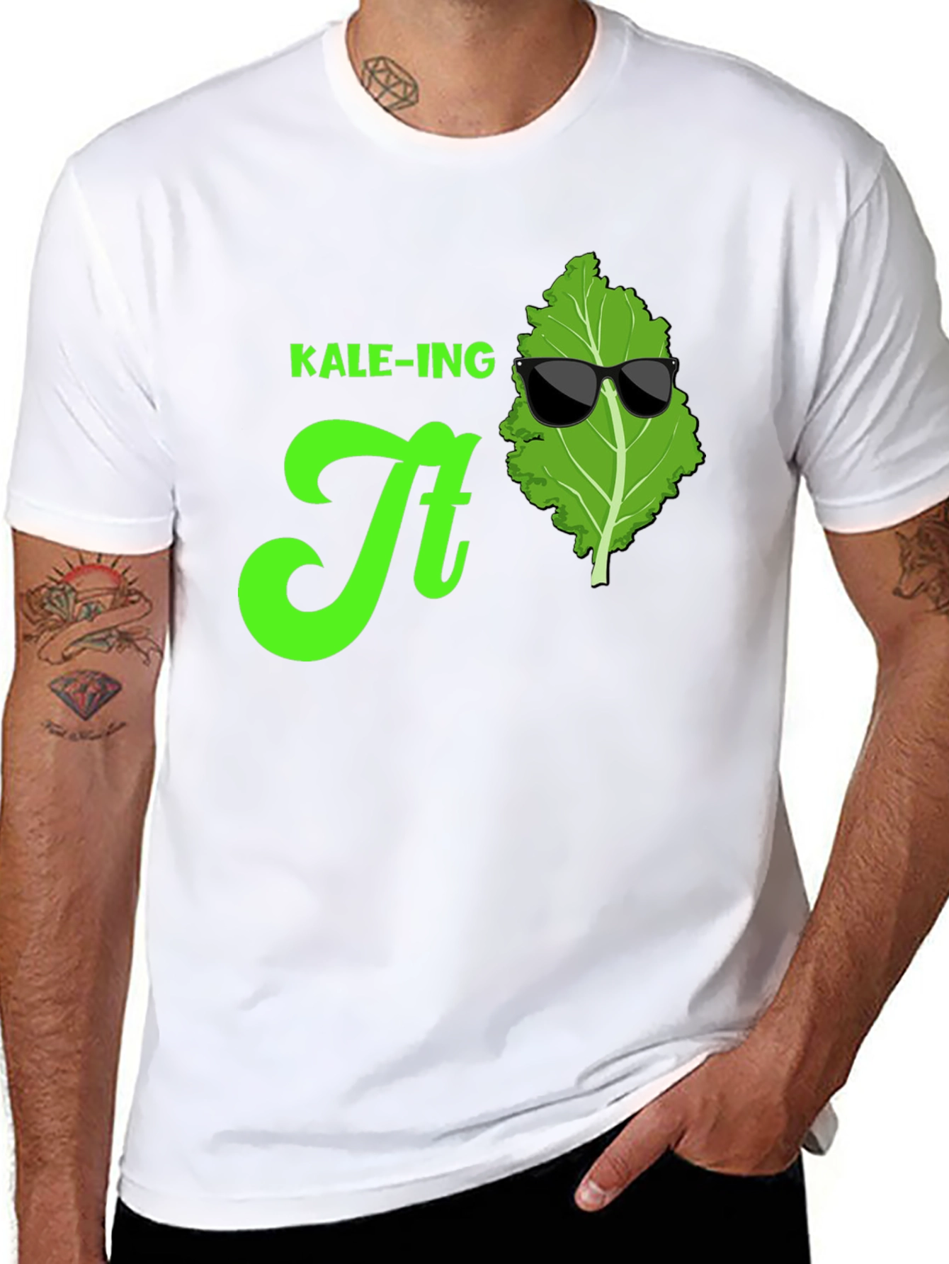 Black KALE-ING It T-Shirt: Cool Green Graphic Tee view 8