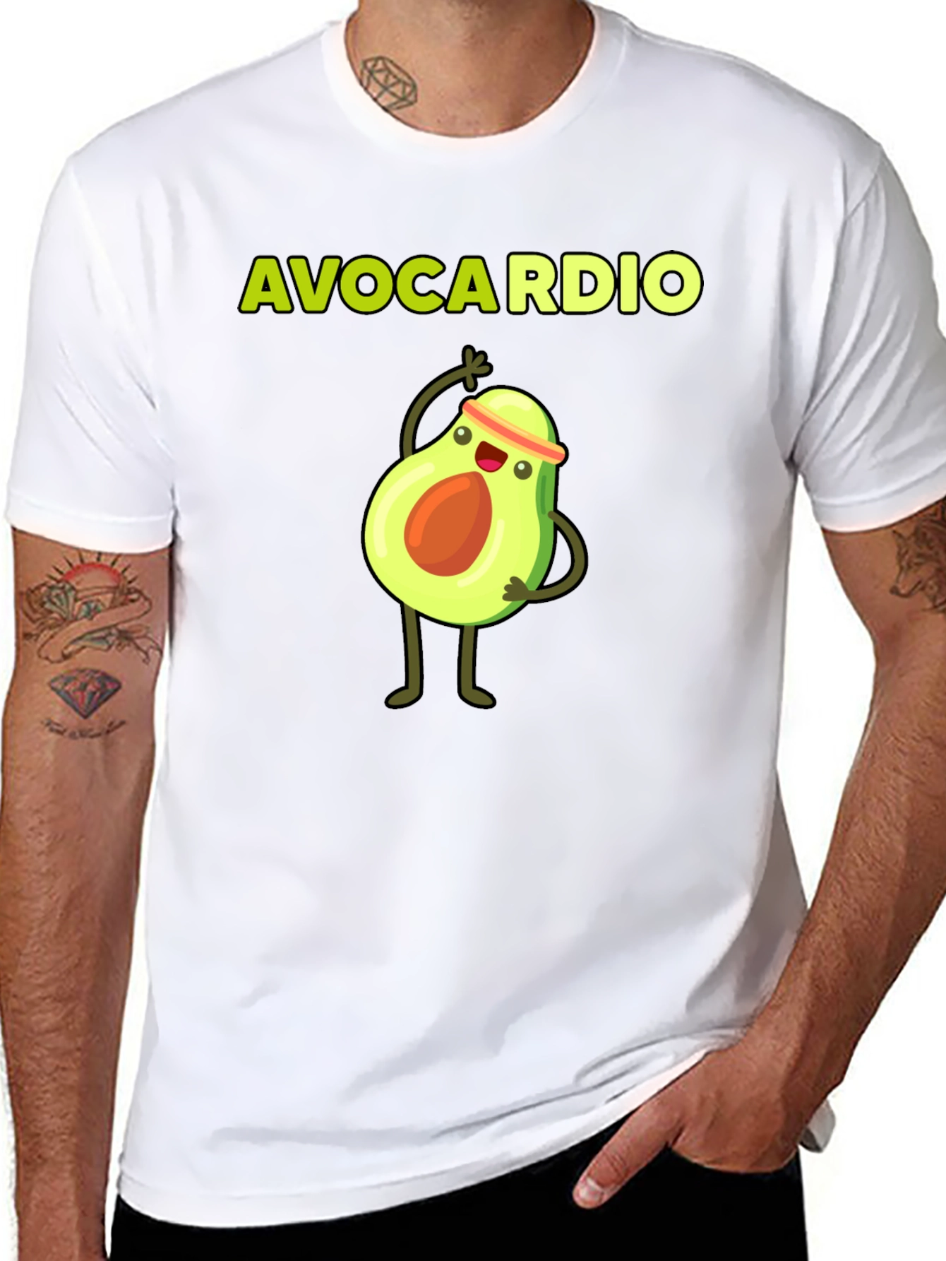 Black Avocardio Funny Workout T-Shirt view 8