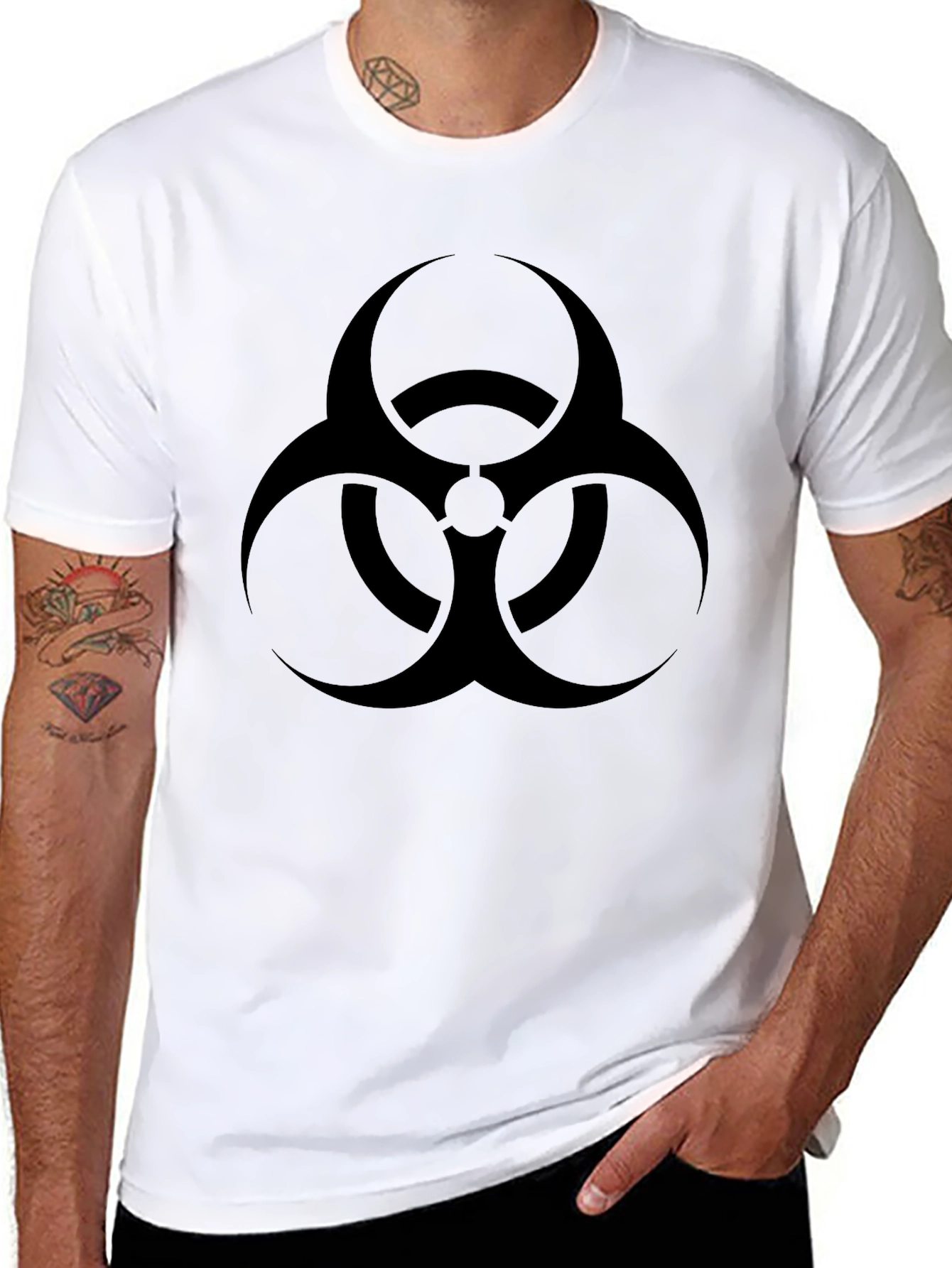 Black Biohazard Symbol Black Graphic T-Shirt view 8