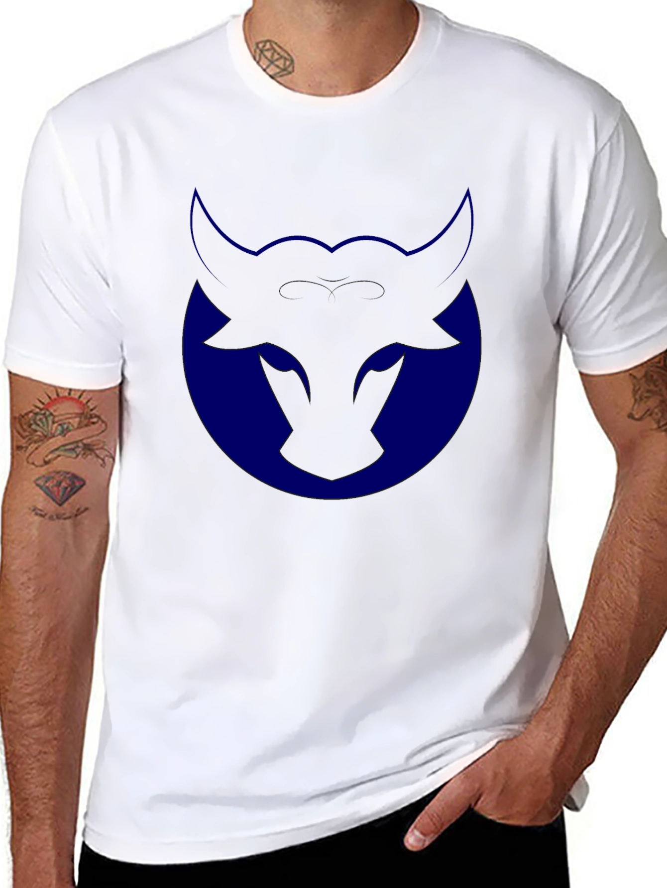 Black Bull Logo Tee - Mens Black Graphic T-Shirt view 8