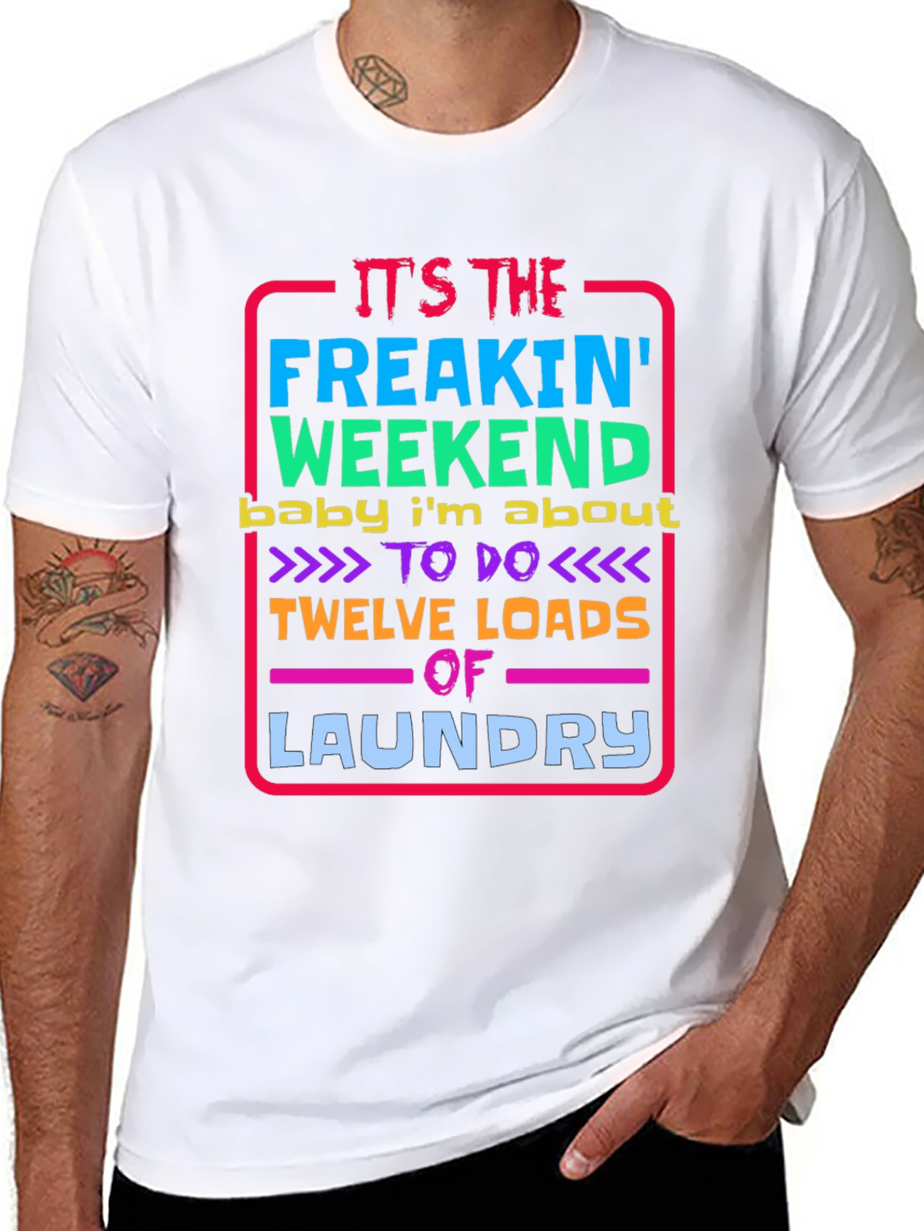 Black Funny Laundry Weekend T-Shirt view 8