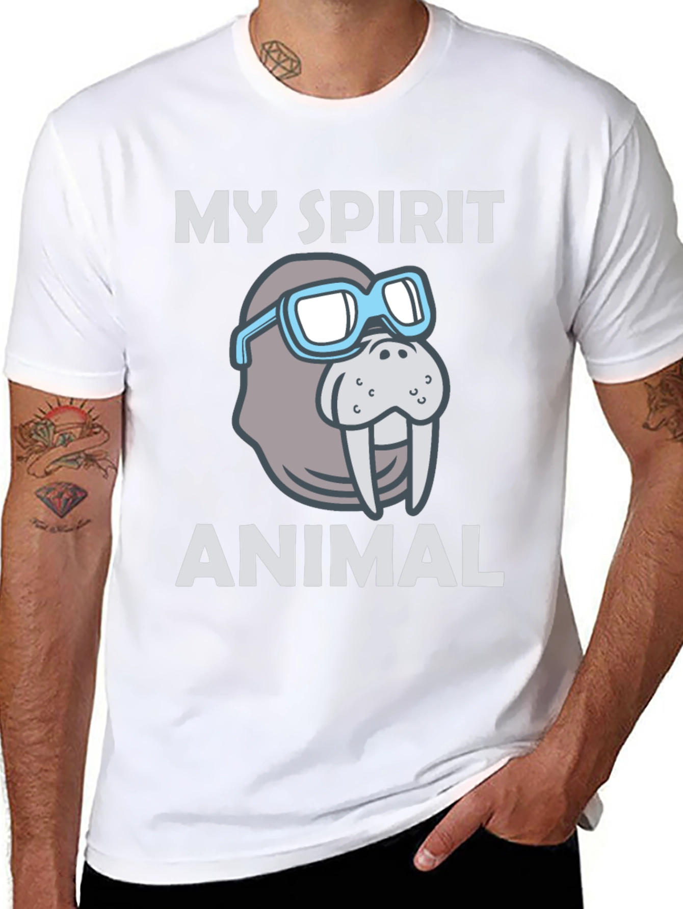 Black My Spirit Animal Walrus Graphic T-Shirt view 8
