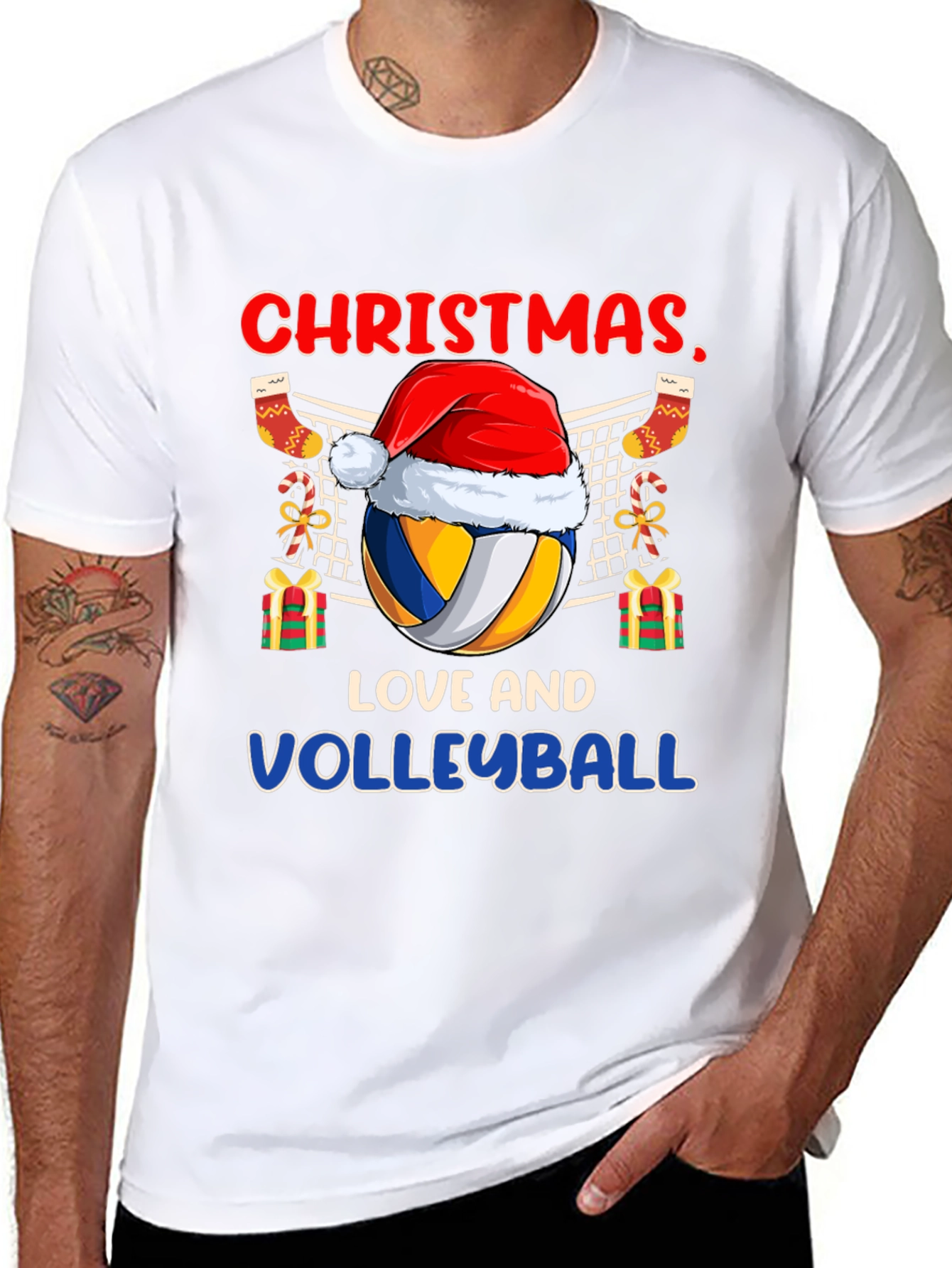 Black Christmas Love and Volleyball T-Shirt view 8