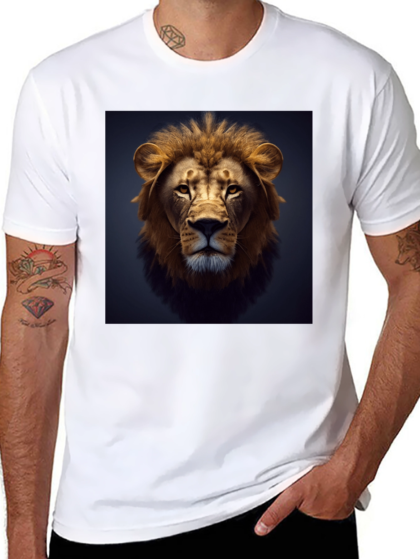 Black Lion Graphic Black T-Shirt view 8