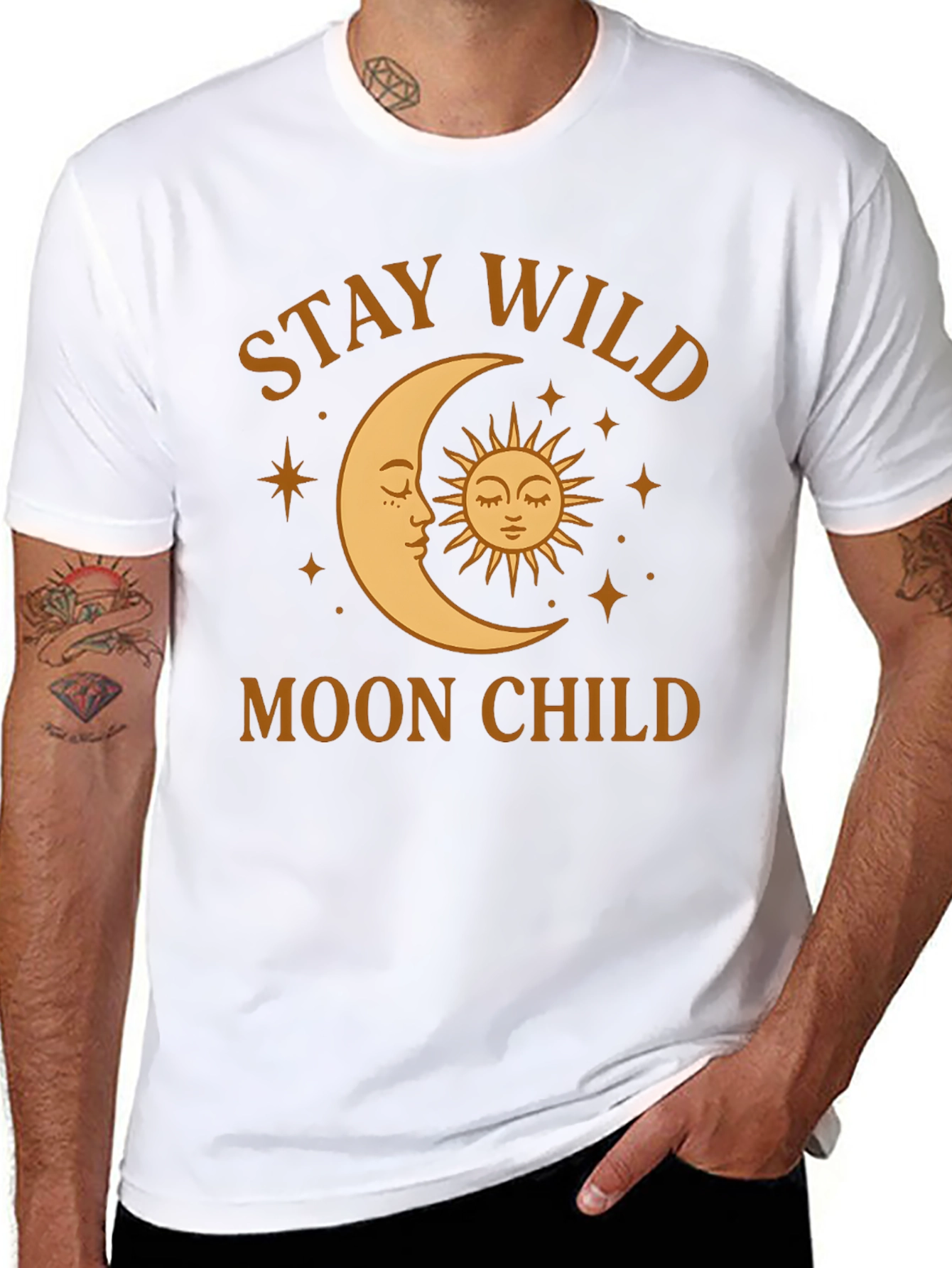 Black Stay Wild Moon Child Graphic T-Shirt view 8