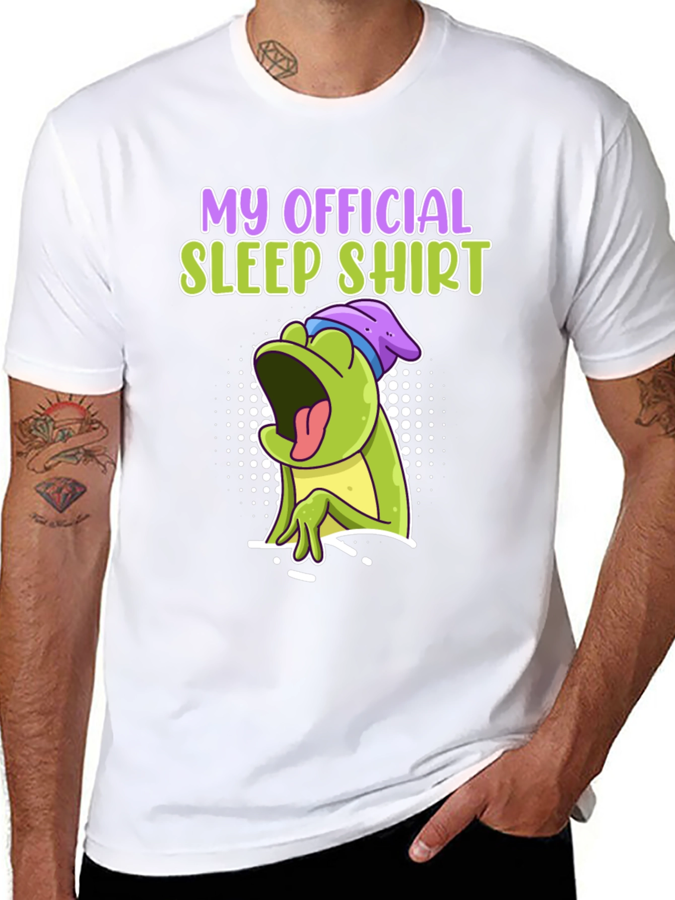 Black Official Sleep Shirt - Funny Frog Design view 8