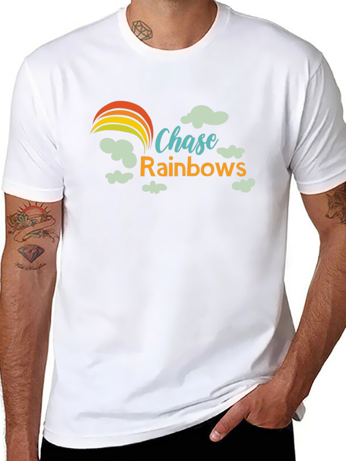 Black Chase Rainbows Graphic Tee - Black Cotton T-Shirt view 8