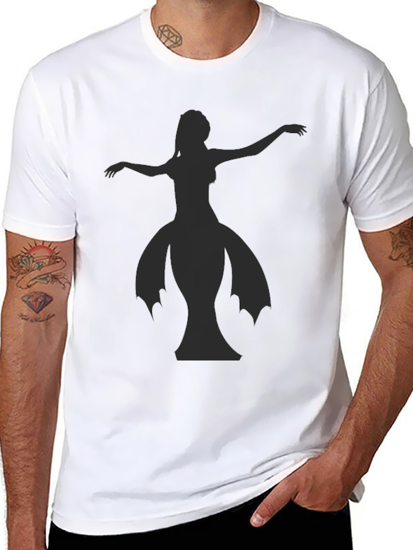 Black Elegant Black T-Shirt with Dancer Silhouette view 8