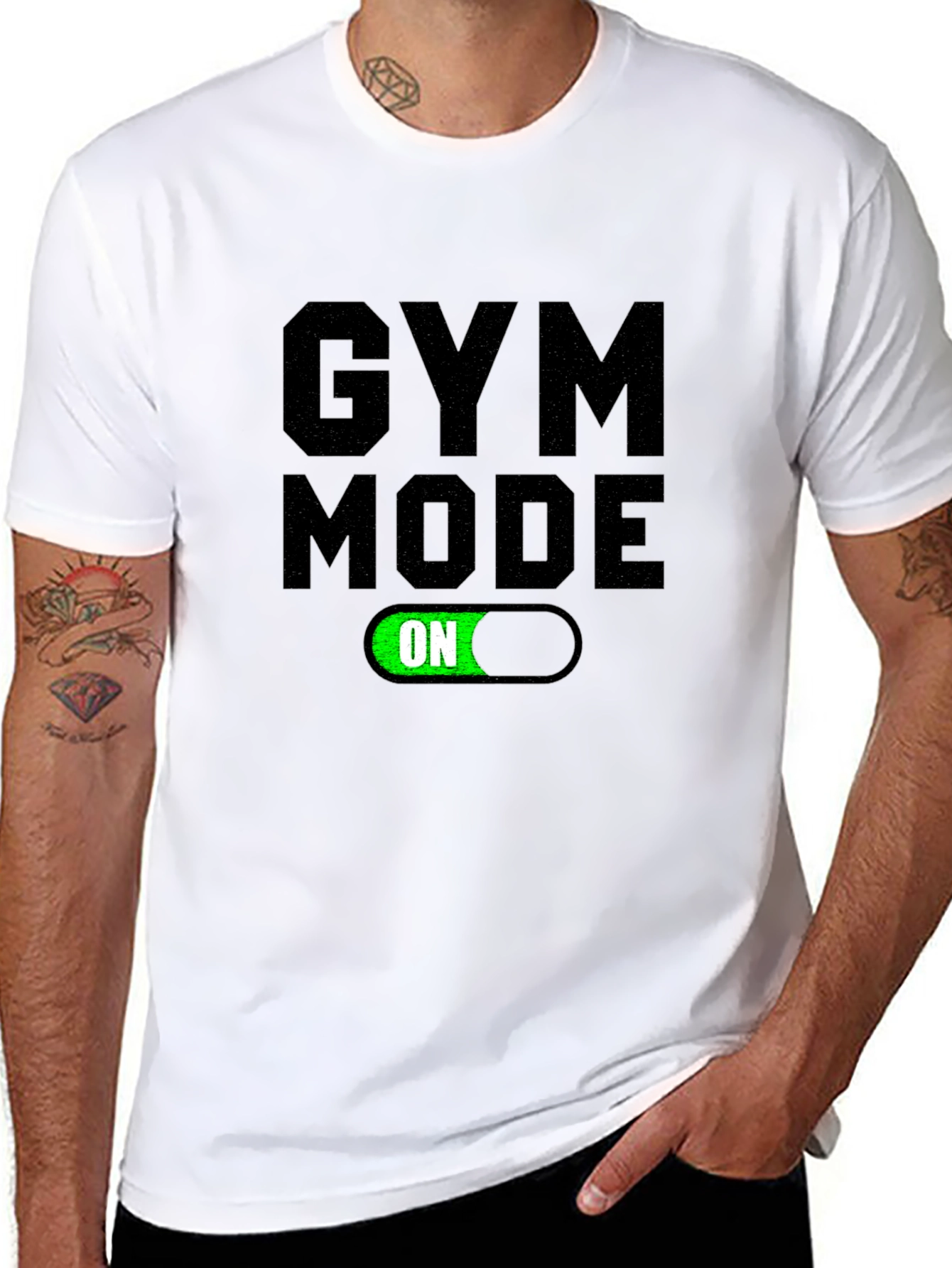 Black Gym Mode On T-Shirt - Fitness Apparel view 8