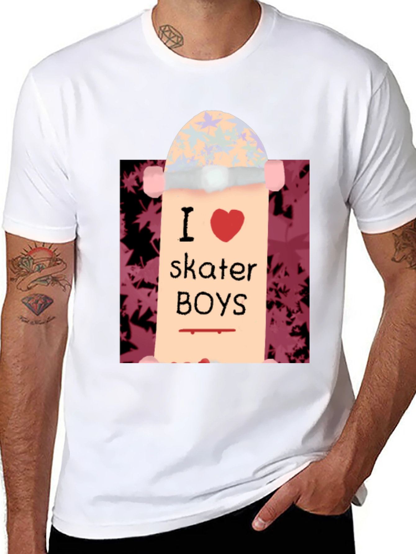Black I Love Skater Boys T-Shirt | Unique Skateboard Tee view 8