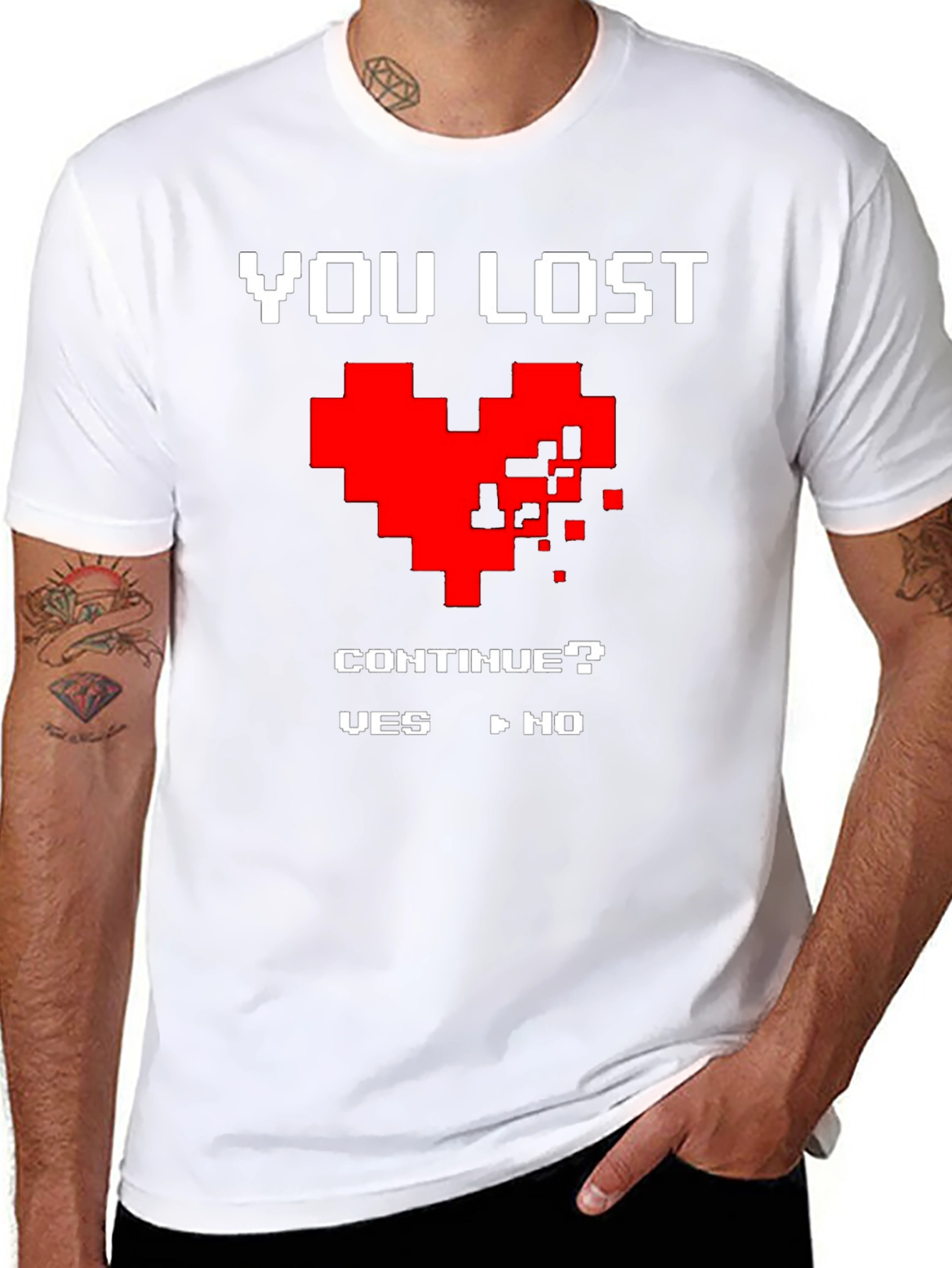 Black You Lost Heart Gamer T-Shirt view 8