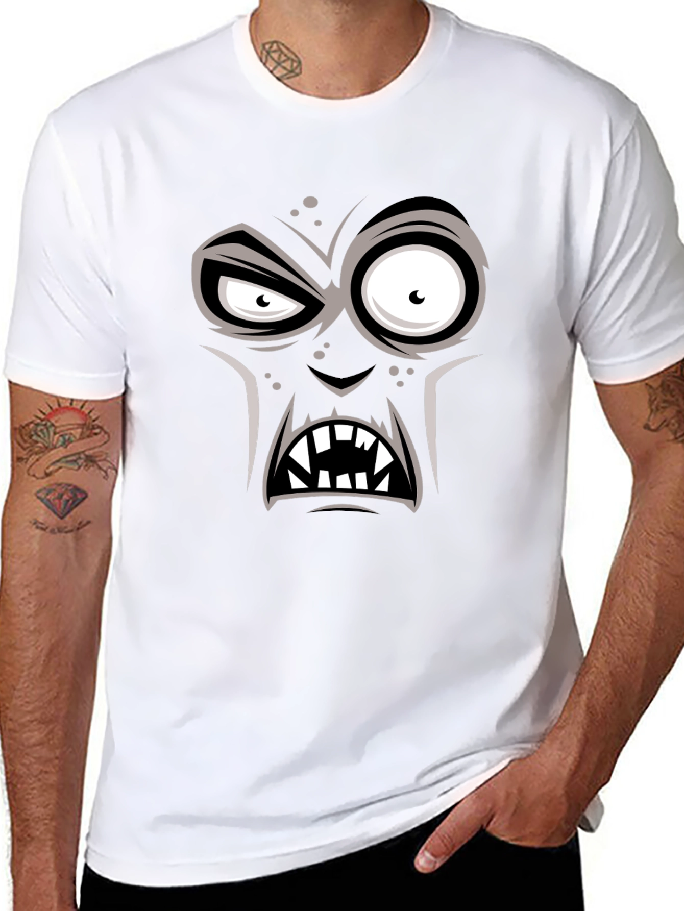 Black Monster Face Graphic T-Shirt view 8