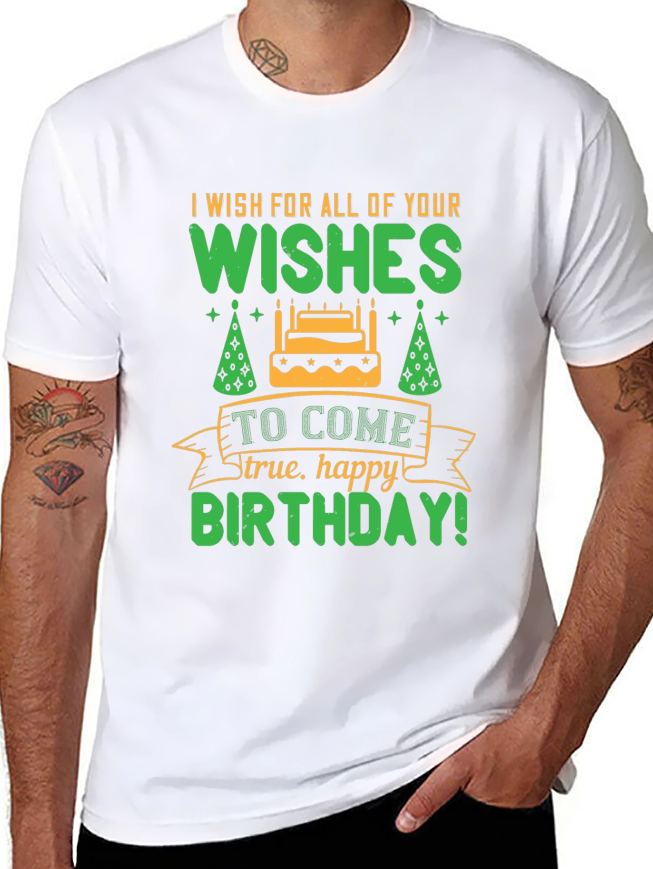 Black Birthday Wishes Graphic Tee - Black Cotton Shirt view 8