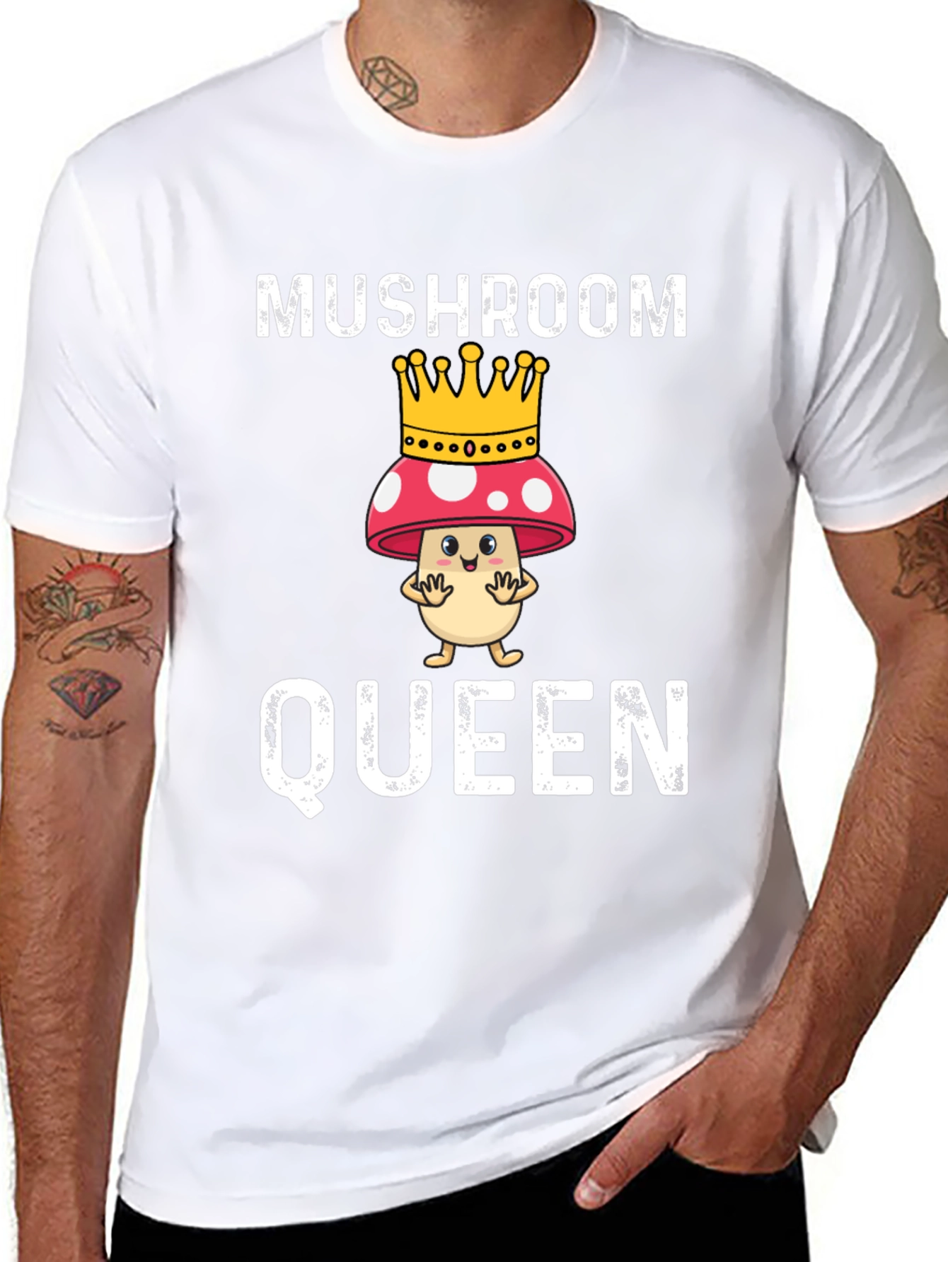 Black Mushroom Queen Funny Graphic T-Shirt view 8