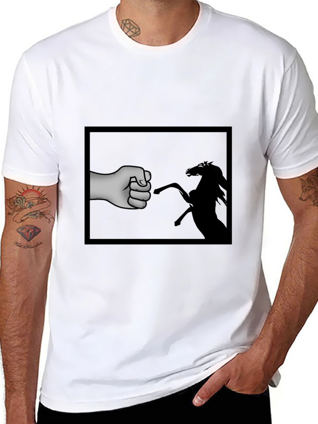 Black Fist Bump Horse Graphic T-Shirt - Black view 8