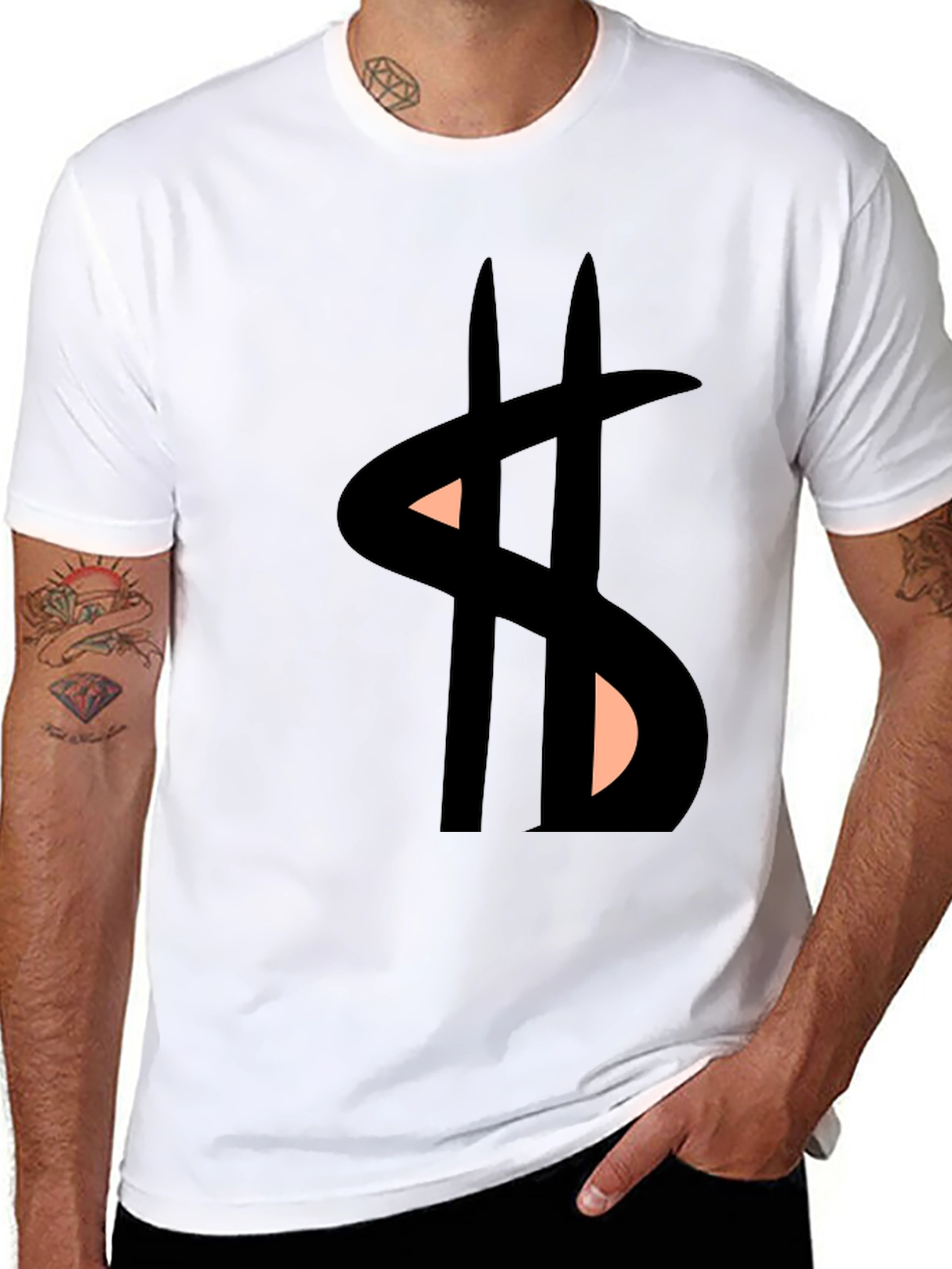 Black Graphic Print Men's Black Tee view 8