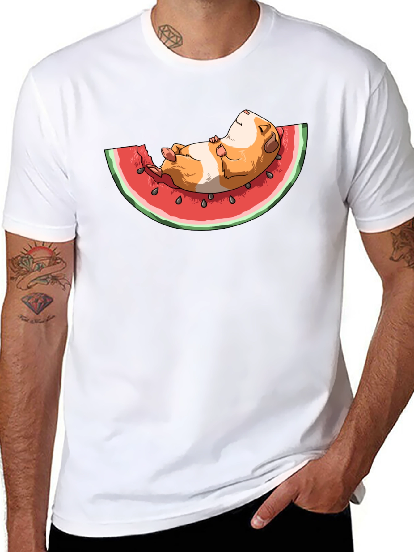 Black Guinea Pig Watermelon T-Shirt view 8