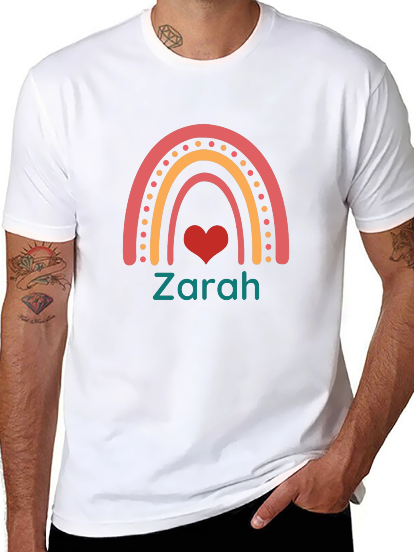 Black Personalized Rainbow Heart T-Shirt - Zarah view 8