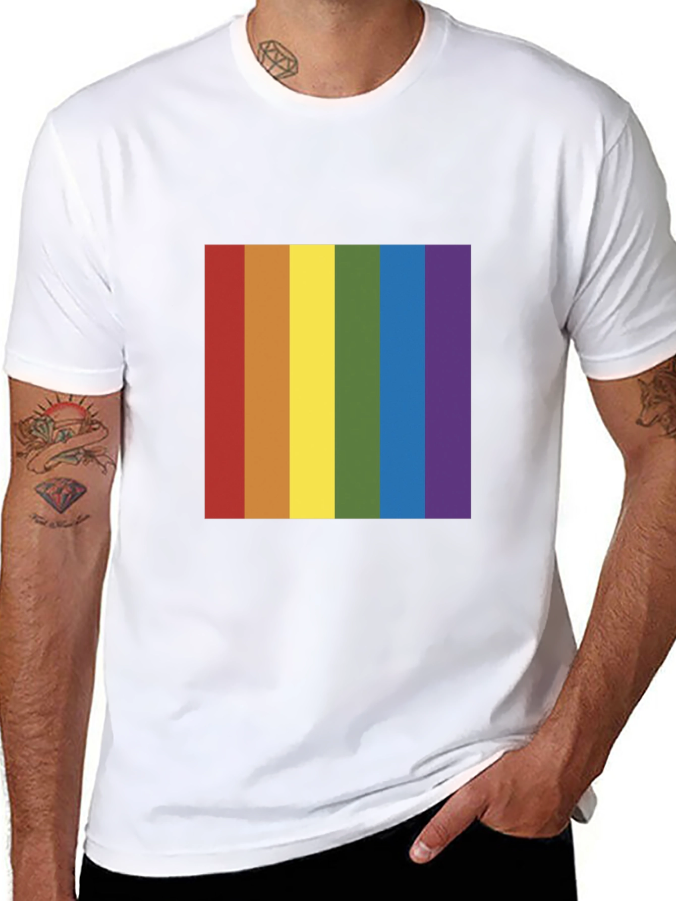 Black Rainbow Pride T-Shirt - Black Crew Neck Tee view 8
