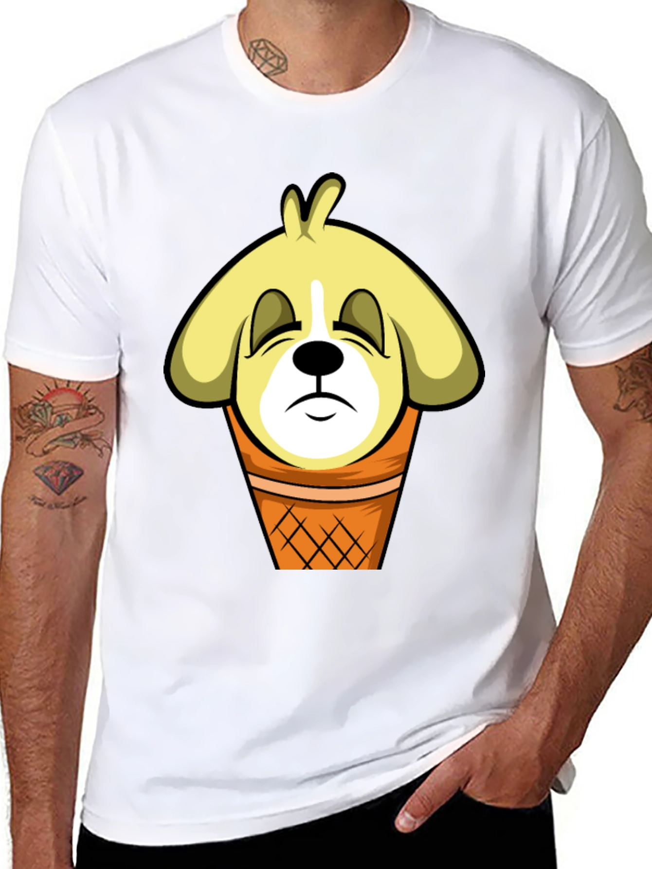 Black Funny Dog Ice Cream Cone T-Shirt view 8