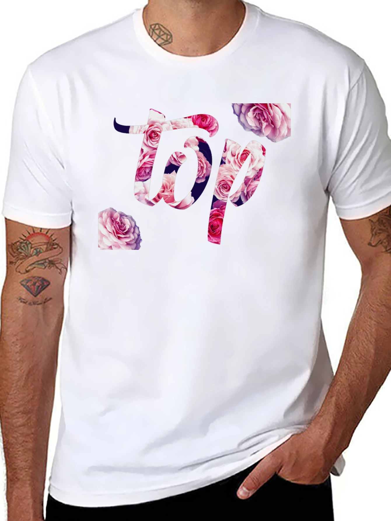 Black Floral Top T-Shirt - Stylish Graphic Tee view 8