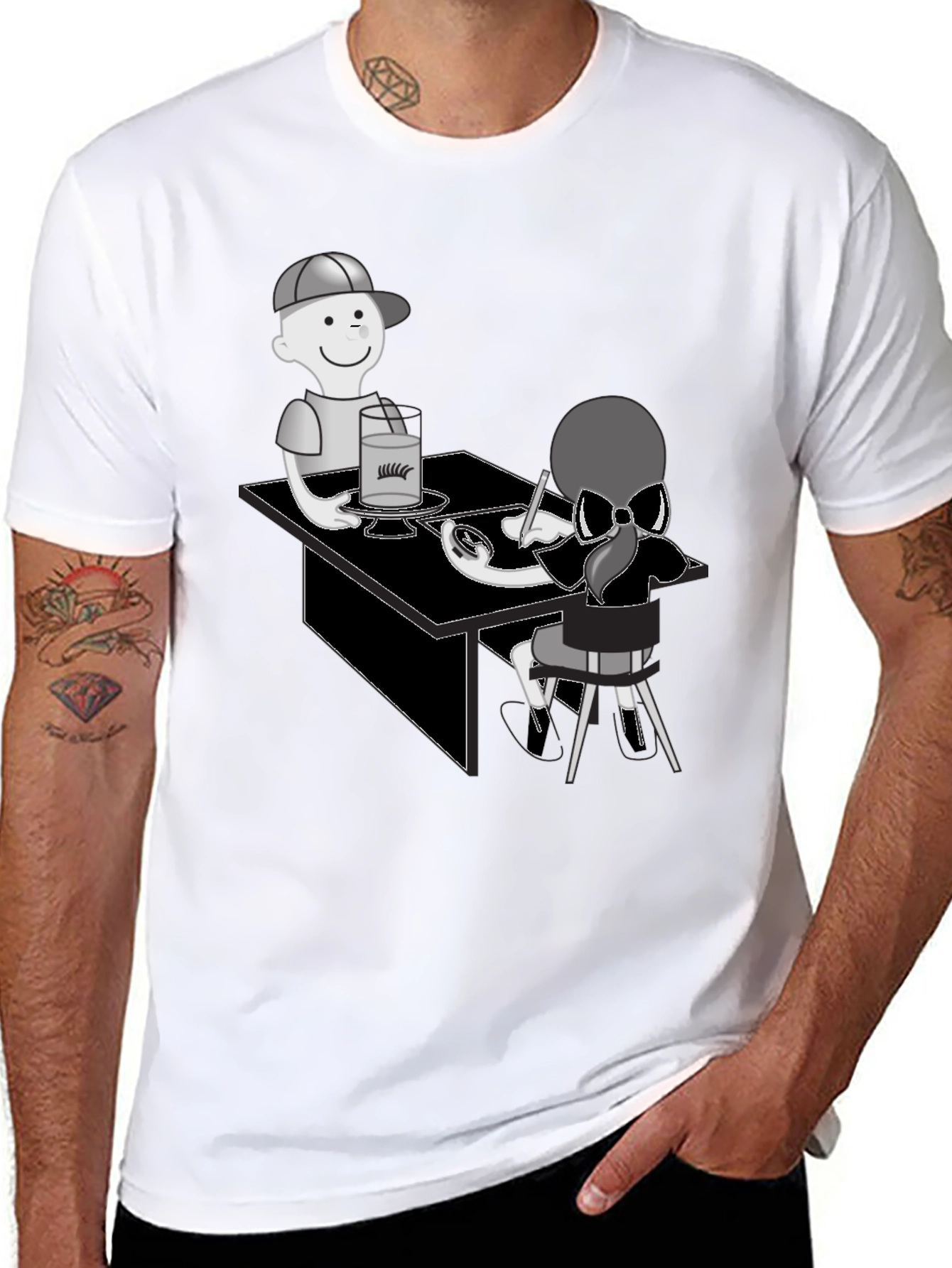 Black Cartoon Graphic T-Shirt - Artist Theme view 8