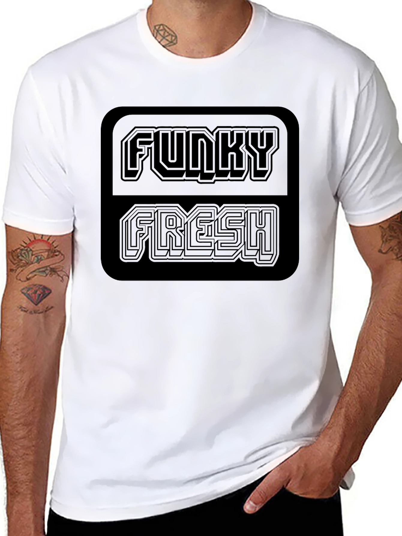 Black Funky Fresh Graphic Tee - Black Crew Neck T-Shirt view 8