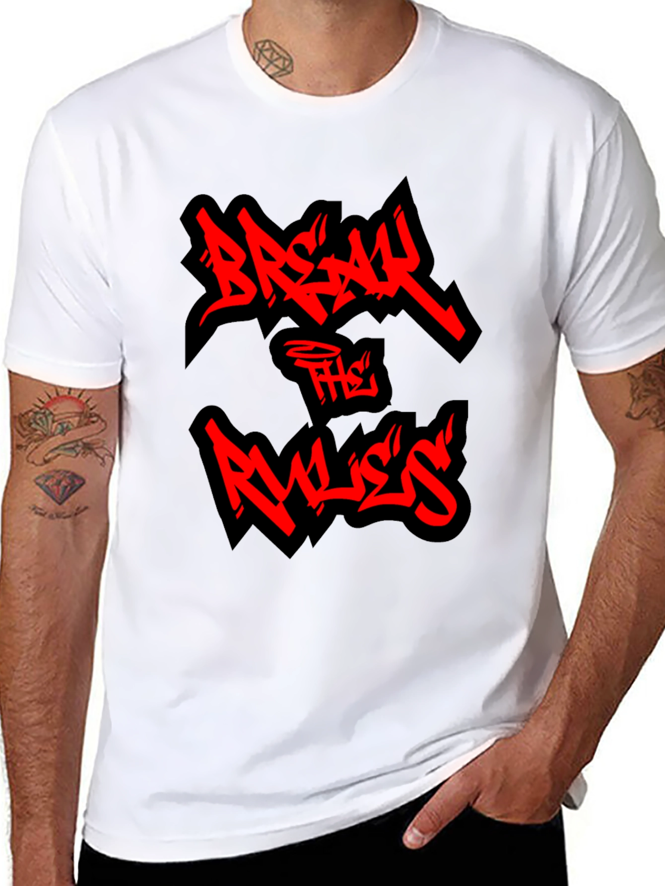 Black Break the Rules Graphic Tee - Black T-Shirt view 8