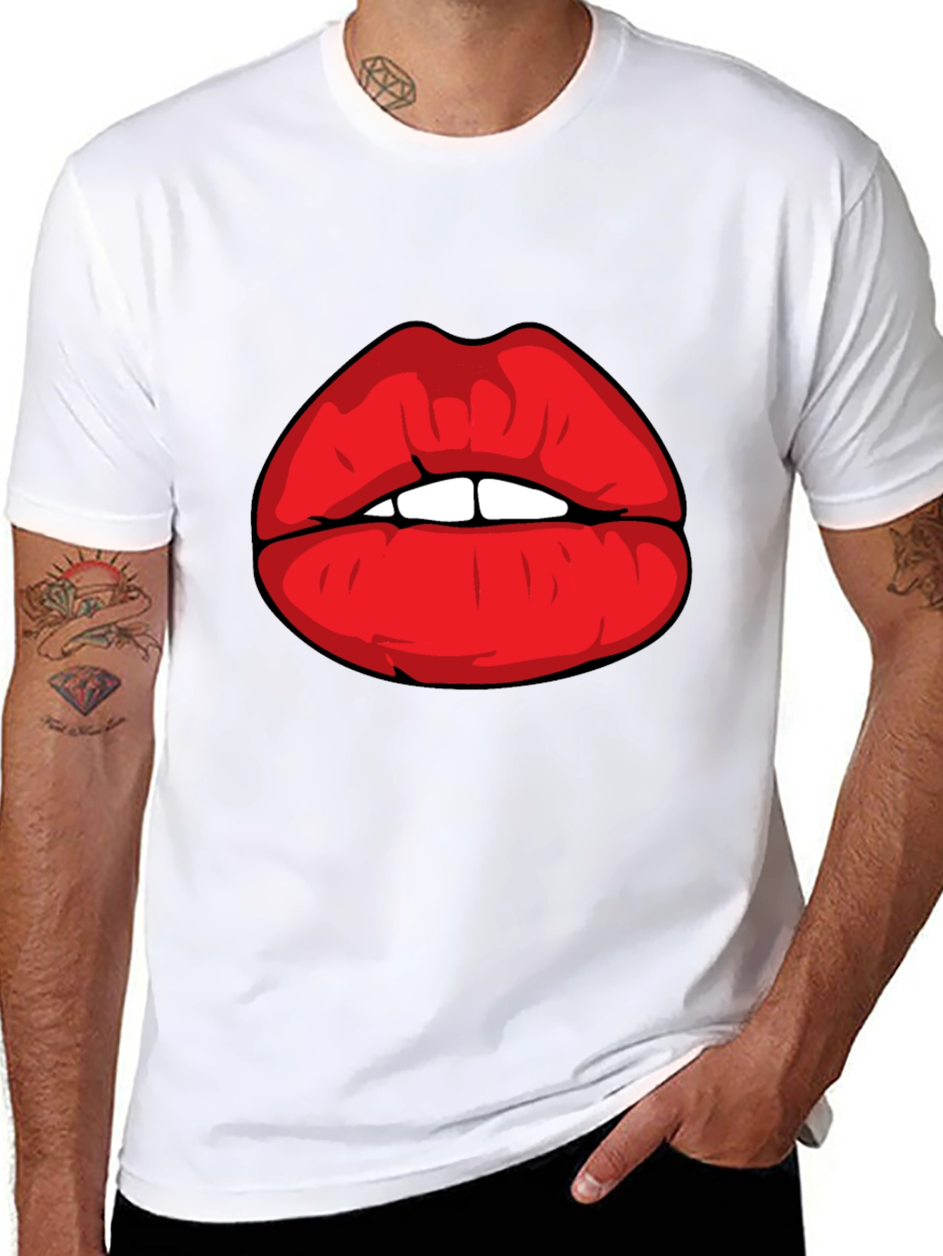 Black Bold Lips Graphic Tee - Statement Style! view 8