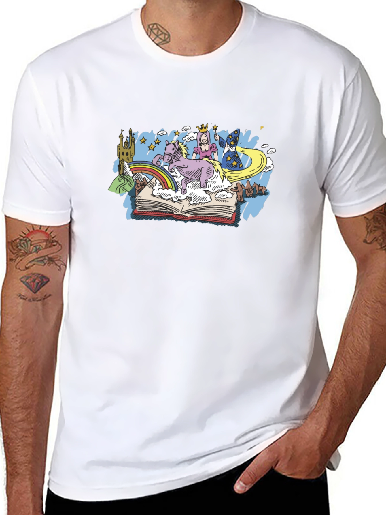Black Storybook Dreams T-Shirt - Magical Fantasy Design view 8