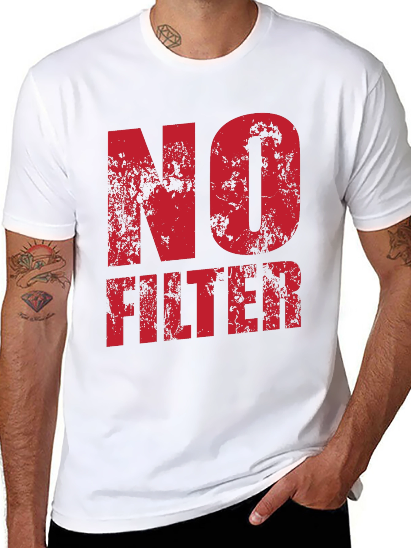 Black No Filter Graphic Tee - Black Cotton T-Shirt view 8