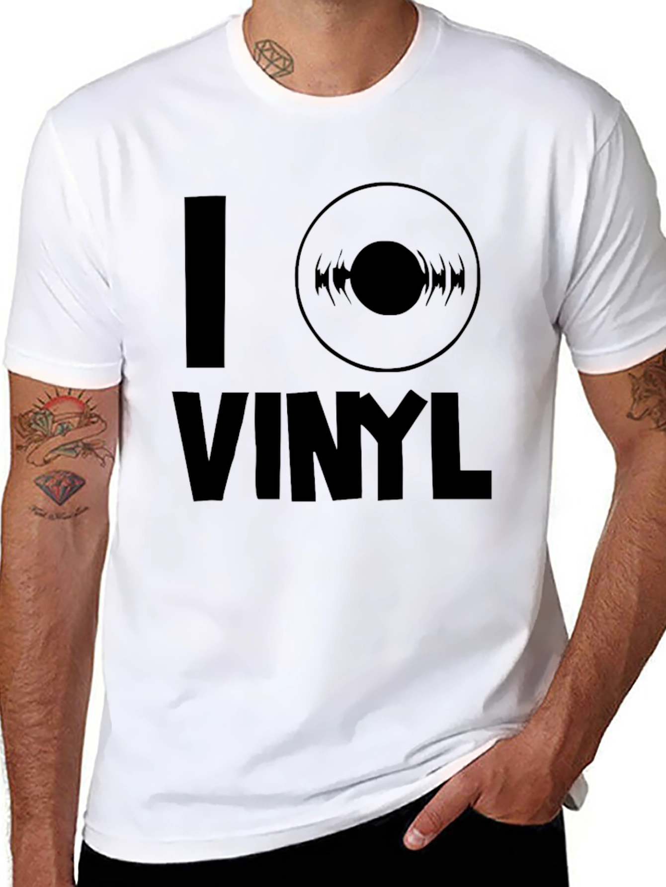 Black I Love Vinyl Black Graphic Tee view 8