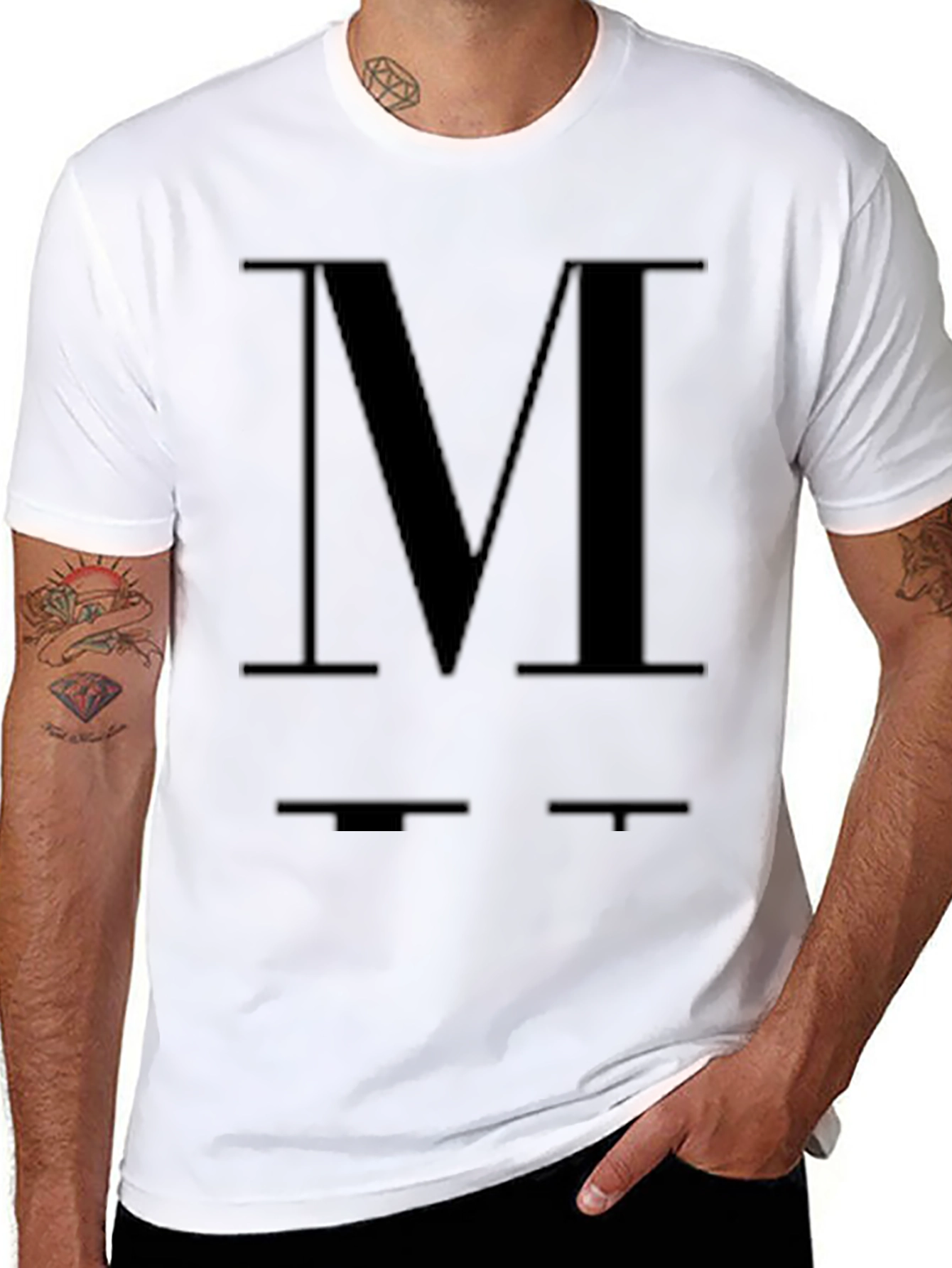 Bold 'M' Graphic Black T-Shirt - 8