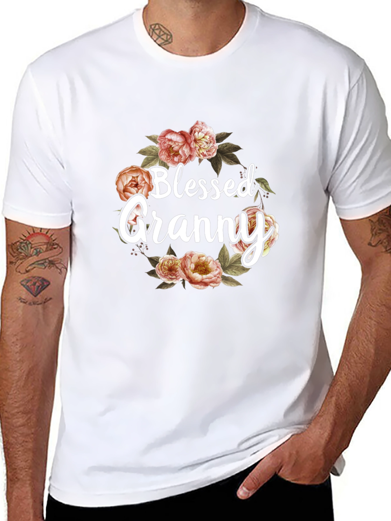 Black Blessed Granny Floral Graphic T-Shirt view 8