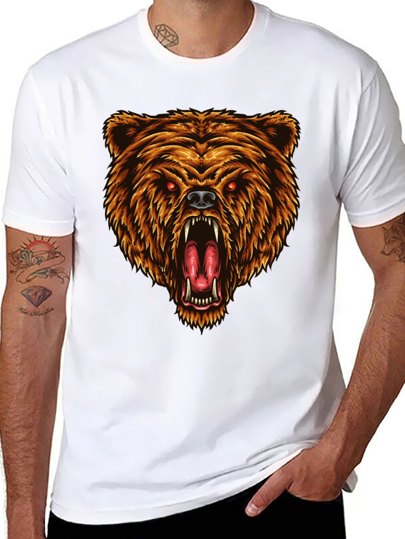 Black Grizzly Bear Graphic T-Shirt - Fierce Animal Tee view 8