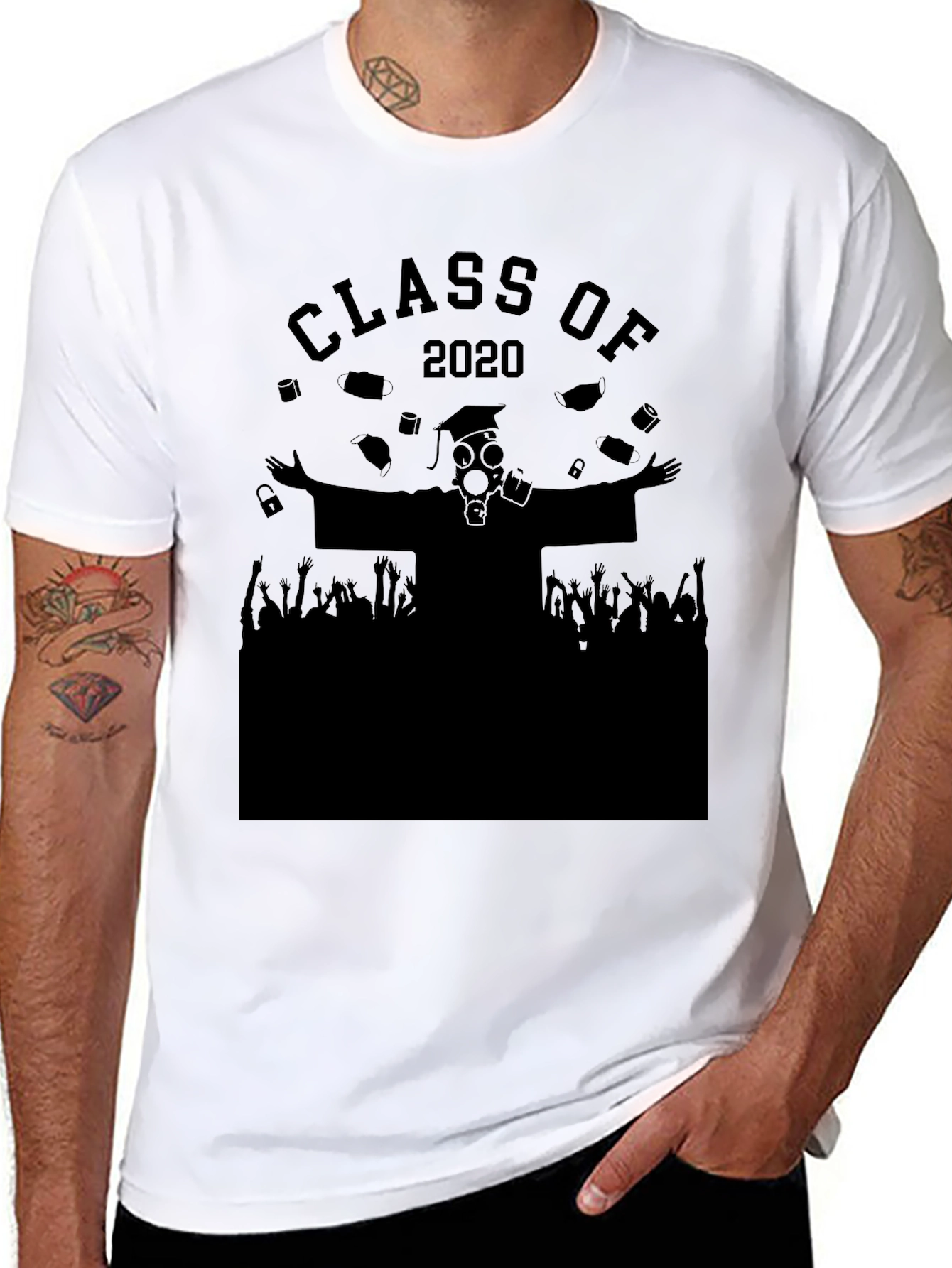 Black Class of 2020 Pandemic Graduation T-Shirt view 8