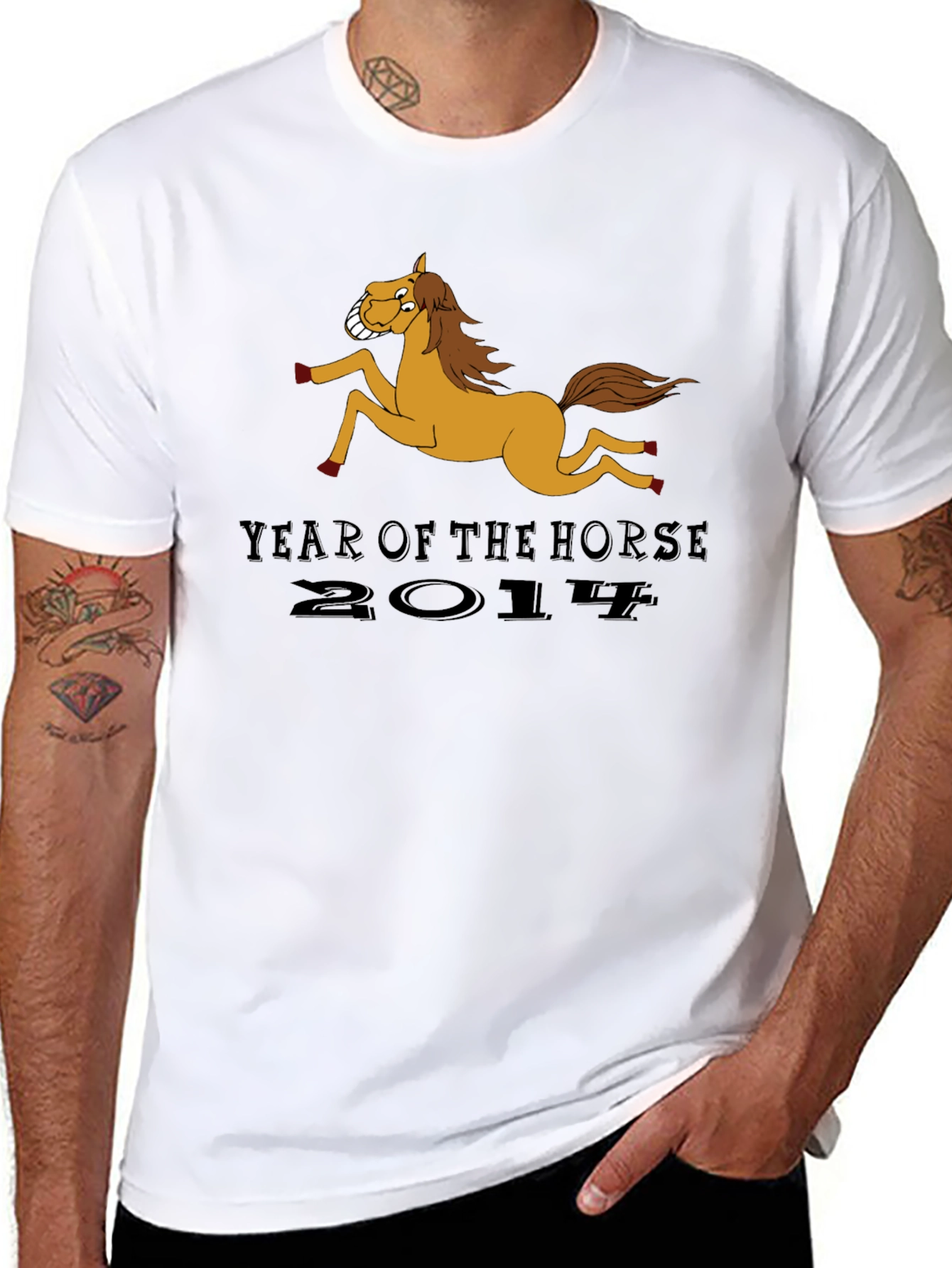 Black Year of the Horse 2014 Black T-Shirt view 8
