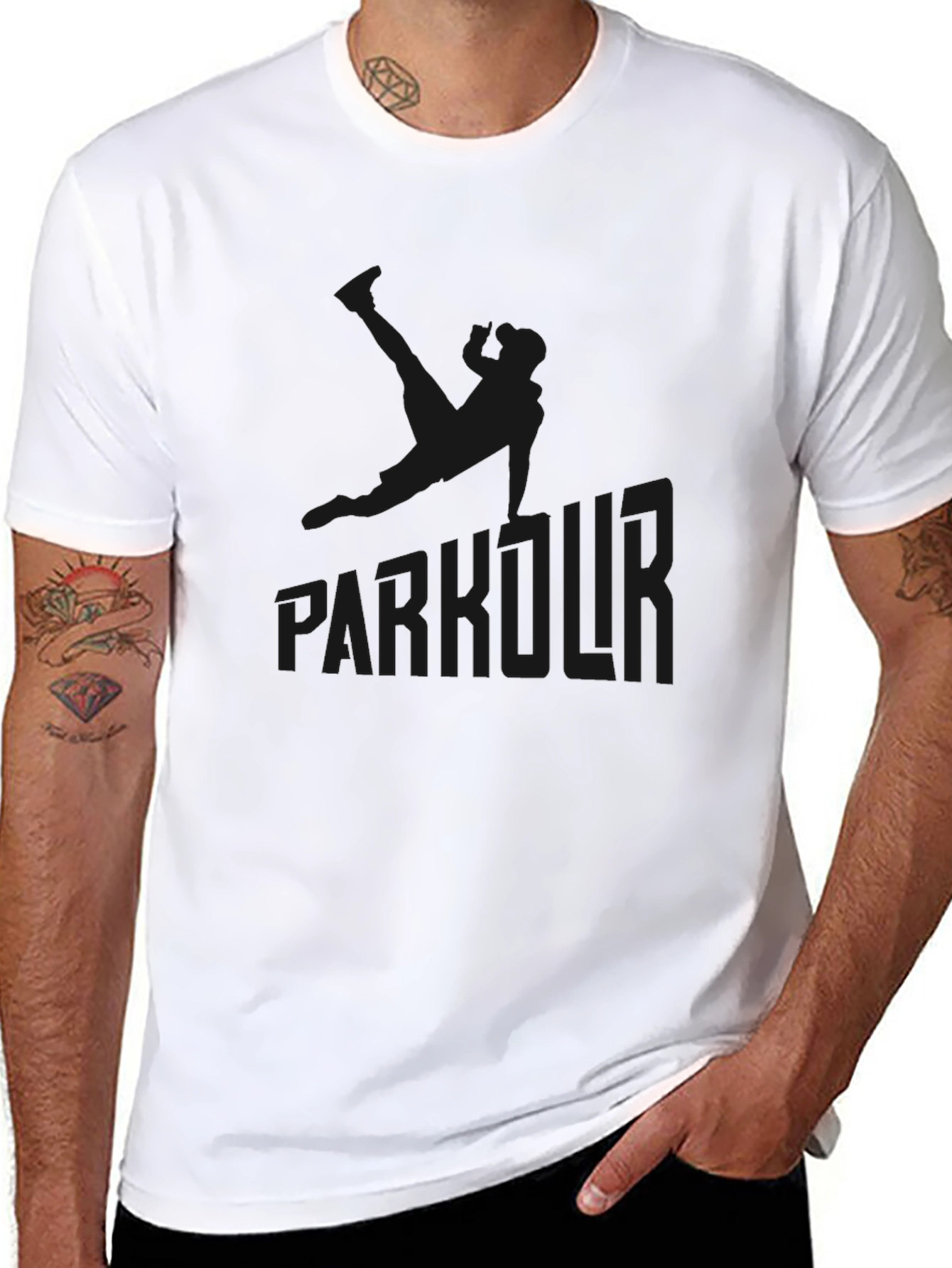 Black Parkour Graphic Black T-Shirt - Urban Style Tee view 8