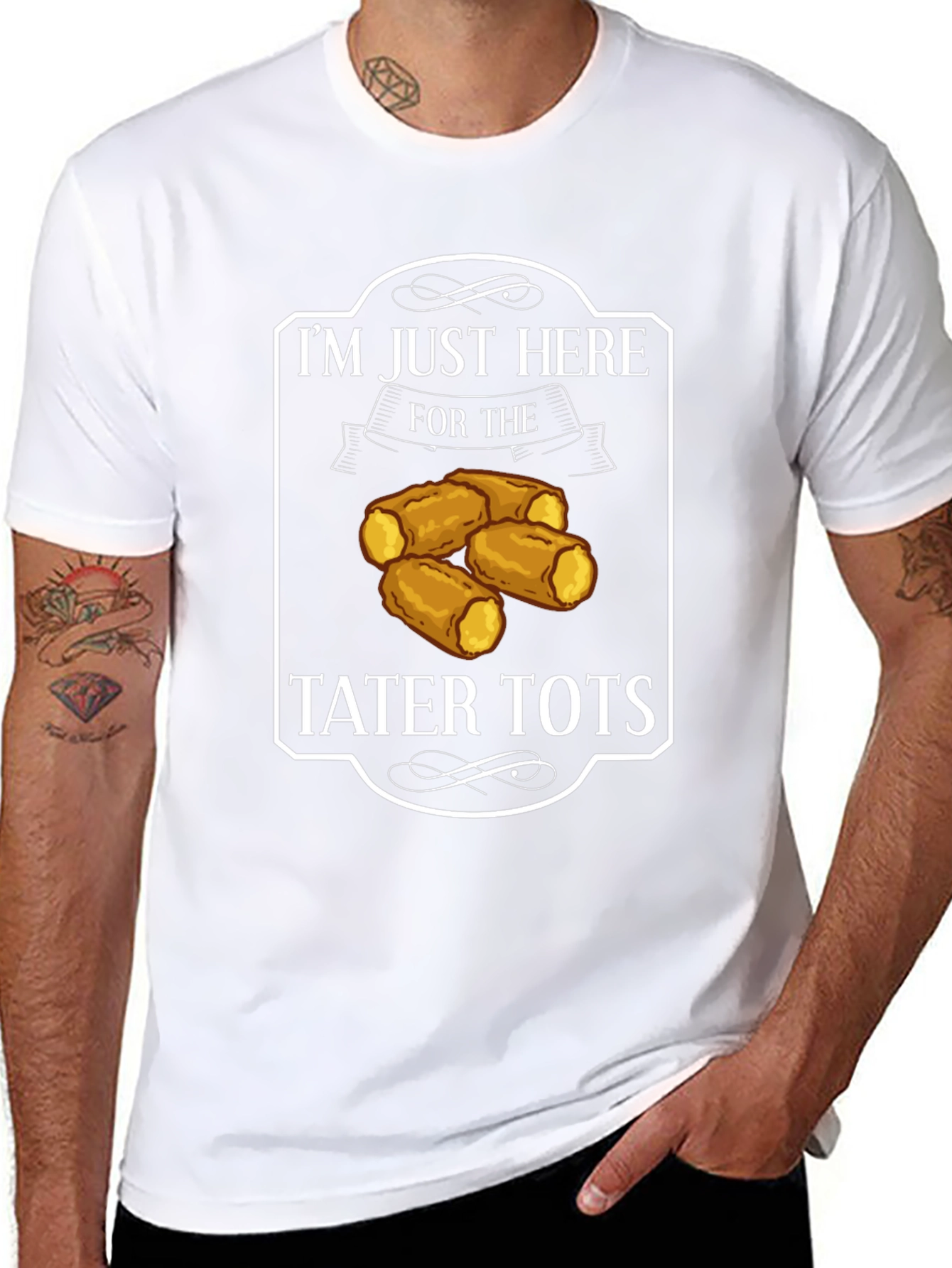 Black Tater Tots Graphic Tee - Funny Foodie Shirt view 8