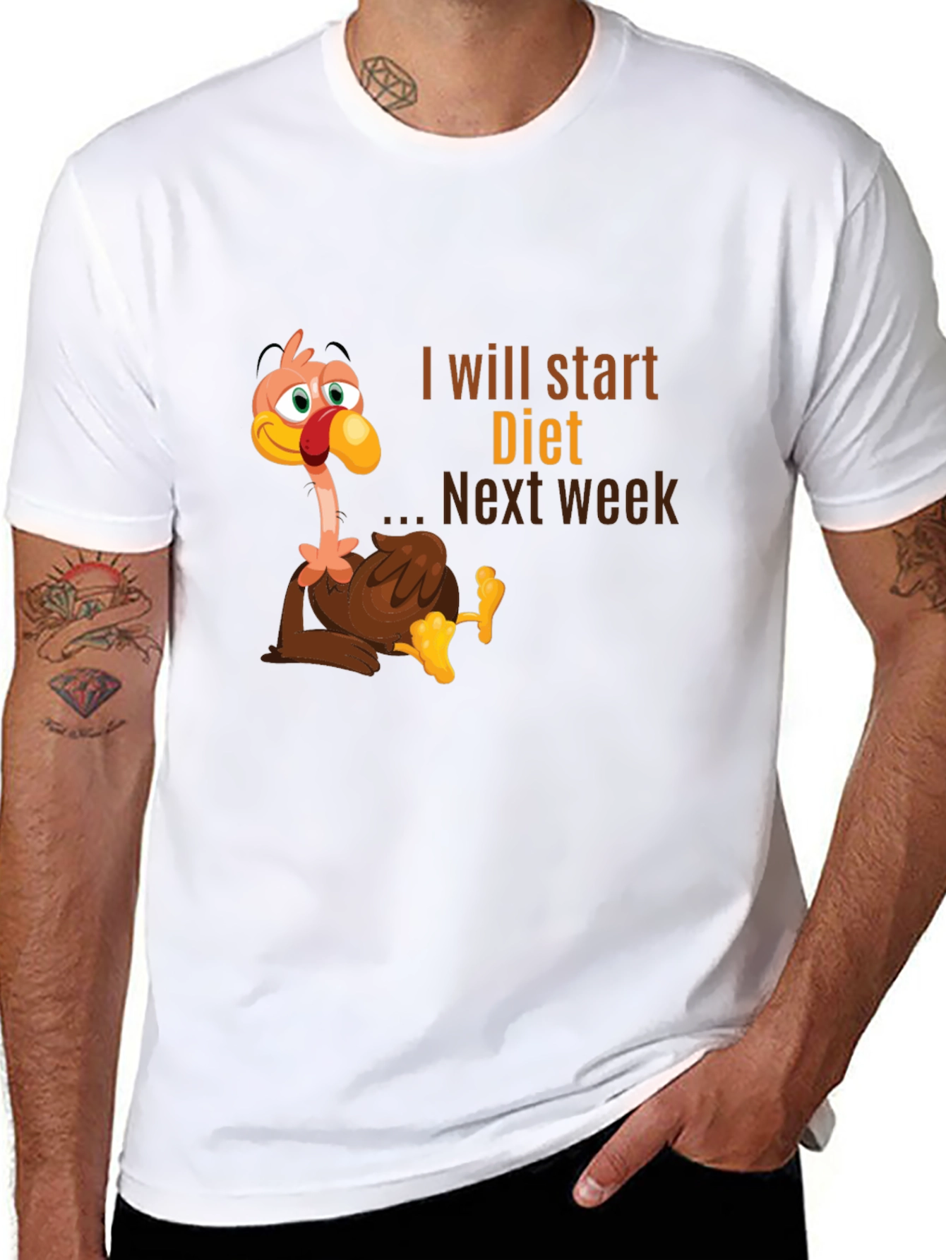 Black Funny Turkey Diet T-Shirt - Next Week view 8