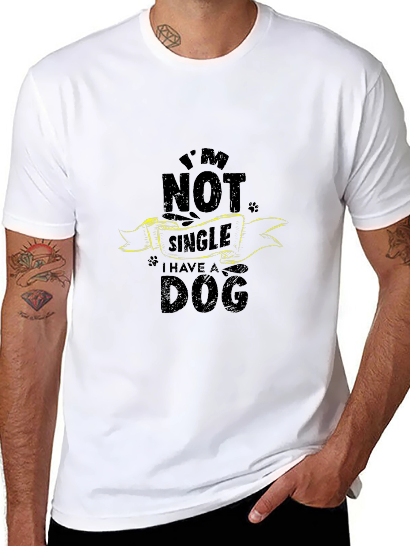 Black I'm Not Single I Have a Dog Black T-Shirt view 8