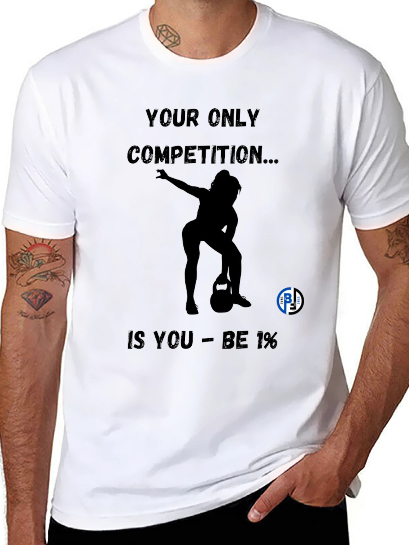 Black Motivational Black T-Shirt - Be 1% Competition view 8