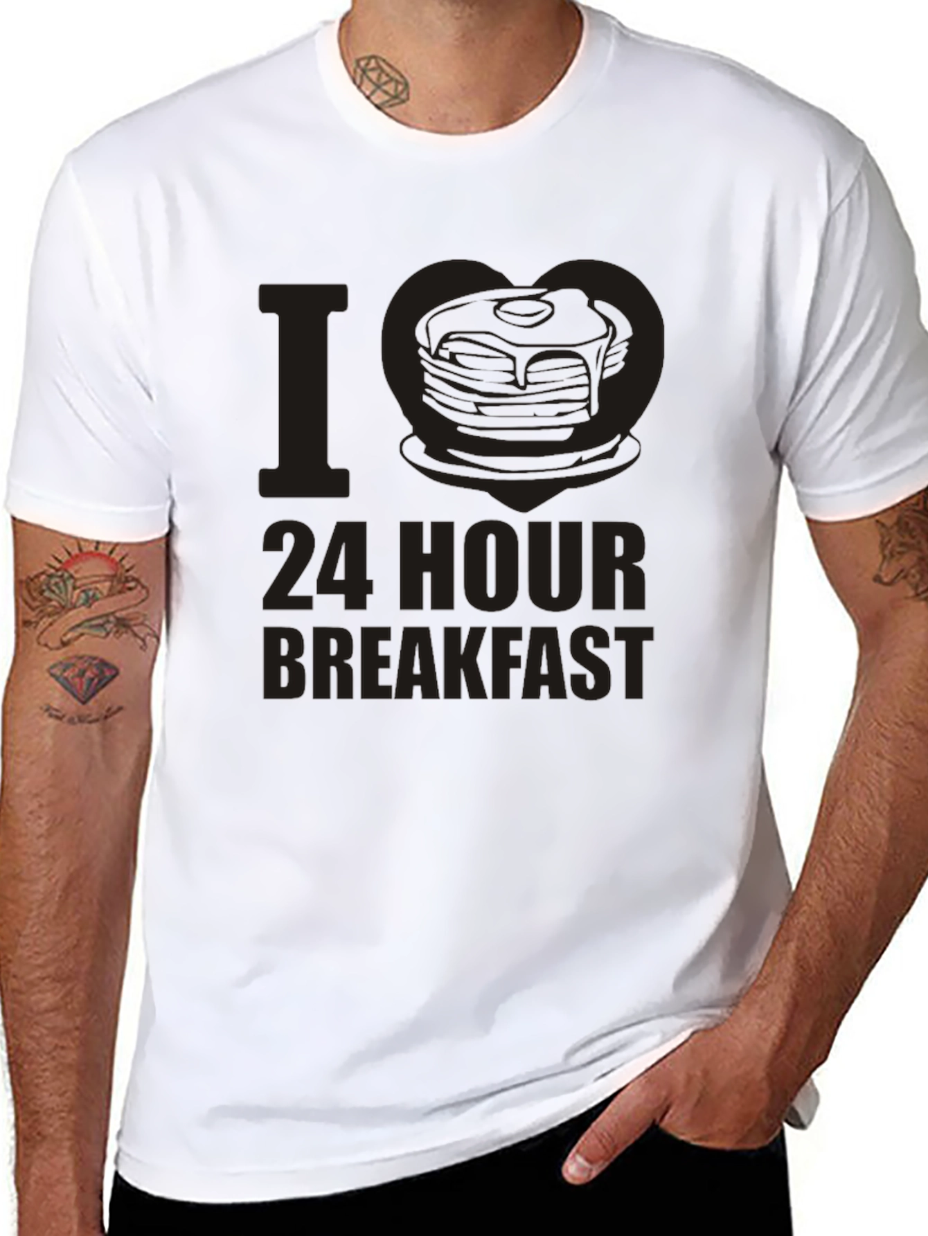 Black I Love 24 Hour Breakfast T-Shirt view 8
