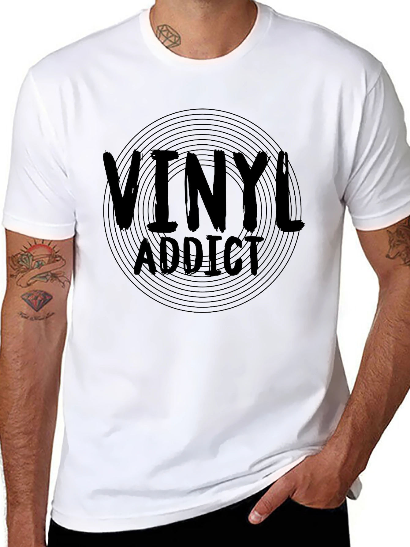 Black Vinyl Addict Graphic T-Shirt - Music Lover Tee view 8