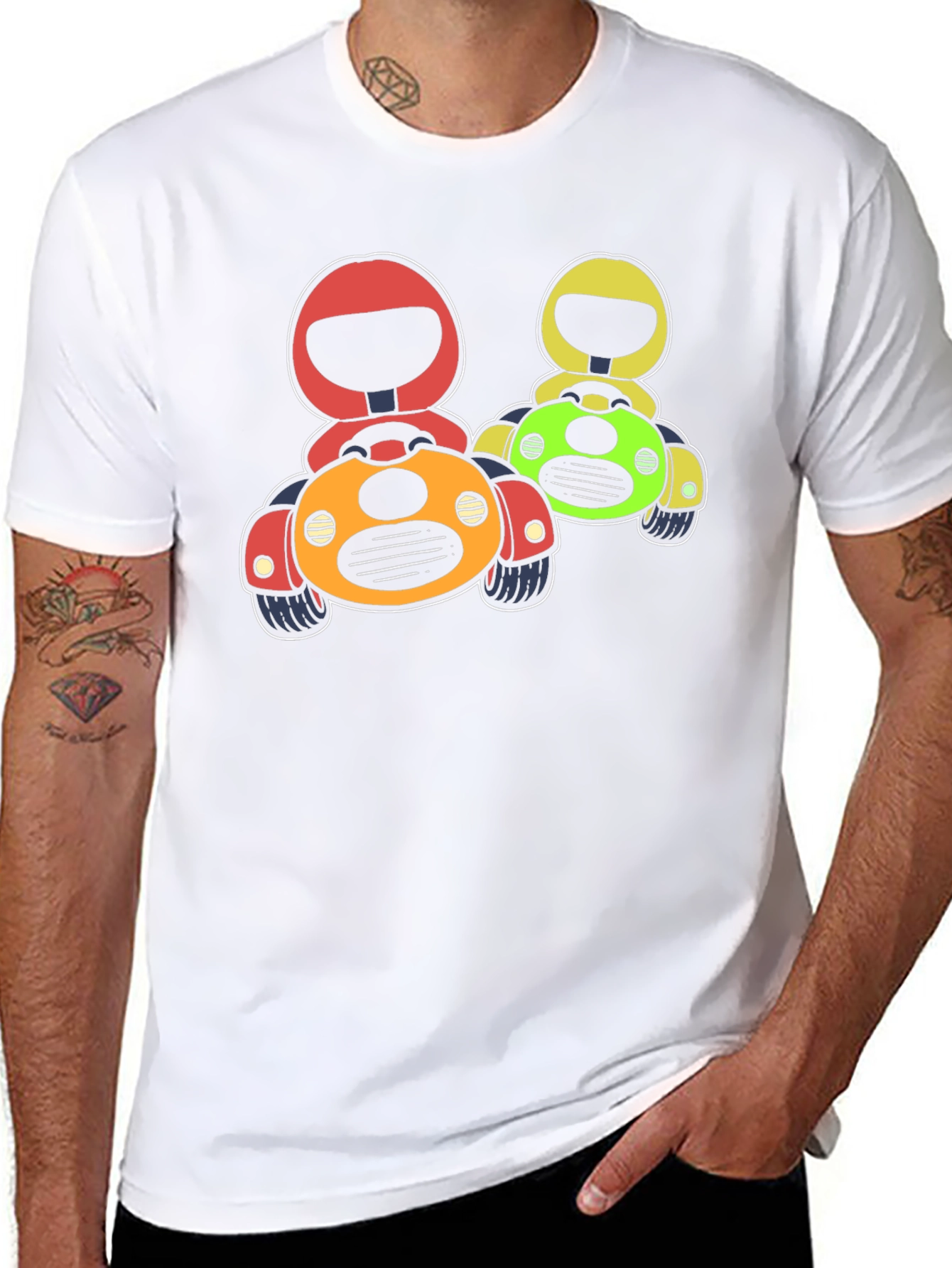 Black Cartoon Race Car Graphic T-Shirt view 8