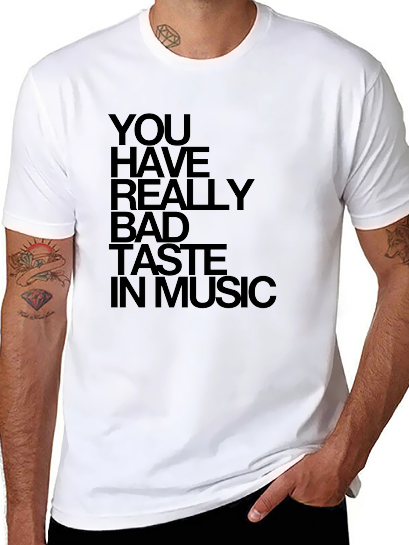 Black Funny You Have Bad Taste in Music Graphic T-Shirt view 8