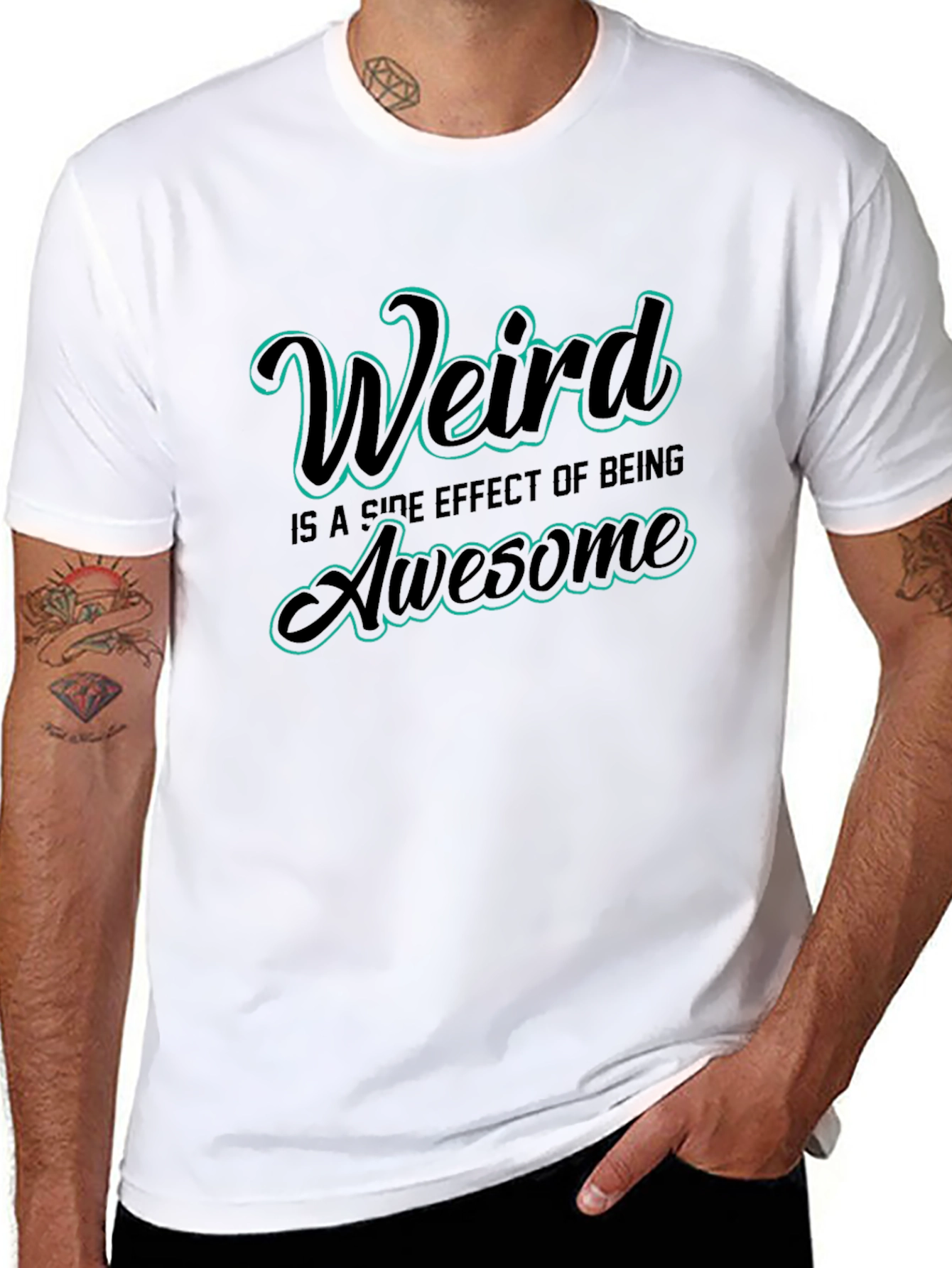 Black Weird is Awesome Graphic Tee - Trendy Comfort Fit view 8