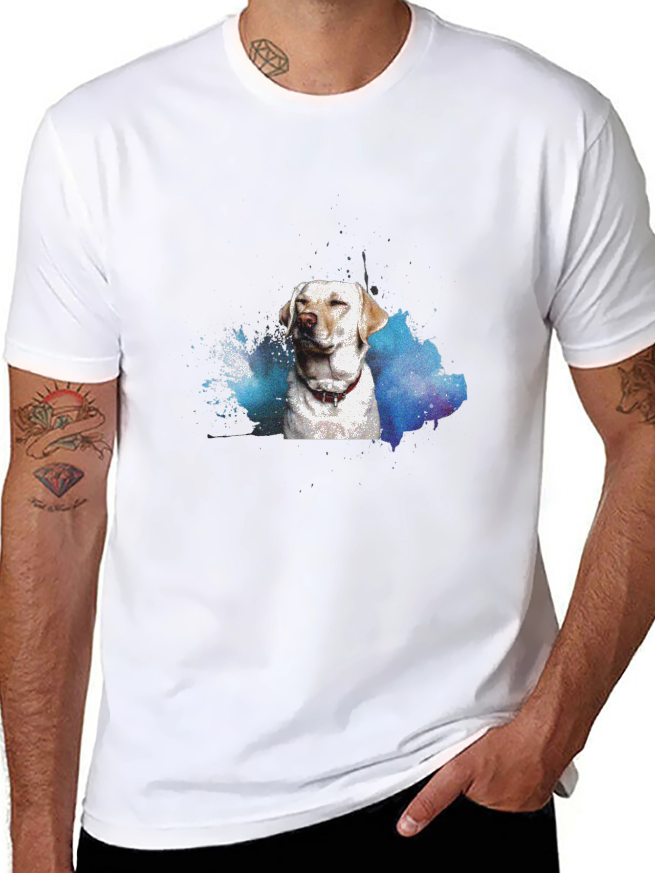Black Dog Watercolor Black T-Shirt view 8